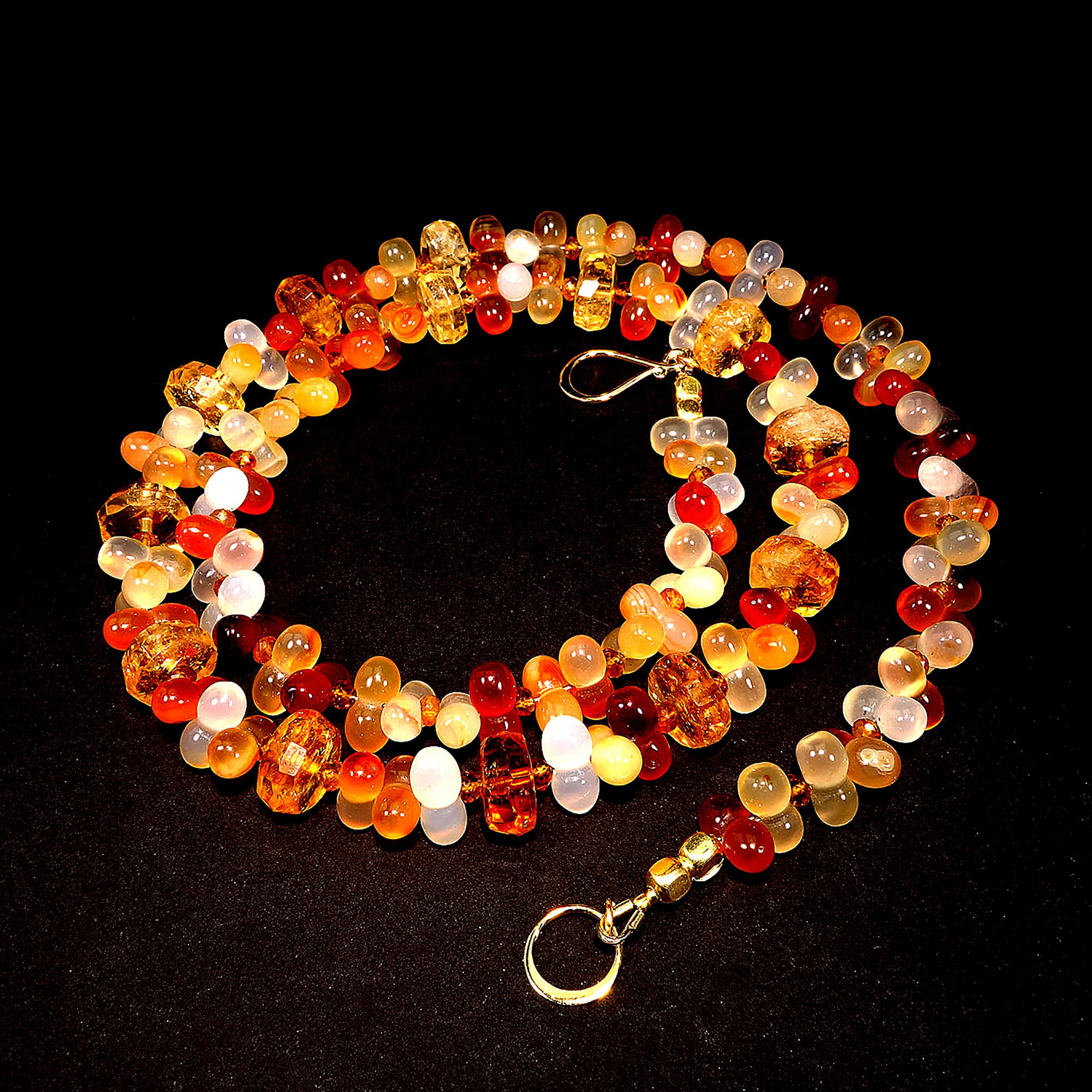 Artisan AJD Fall Tone Multi-Color Agate and Citrine 25 Inch Necklace