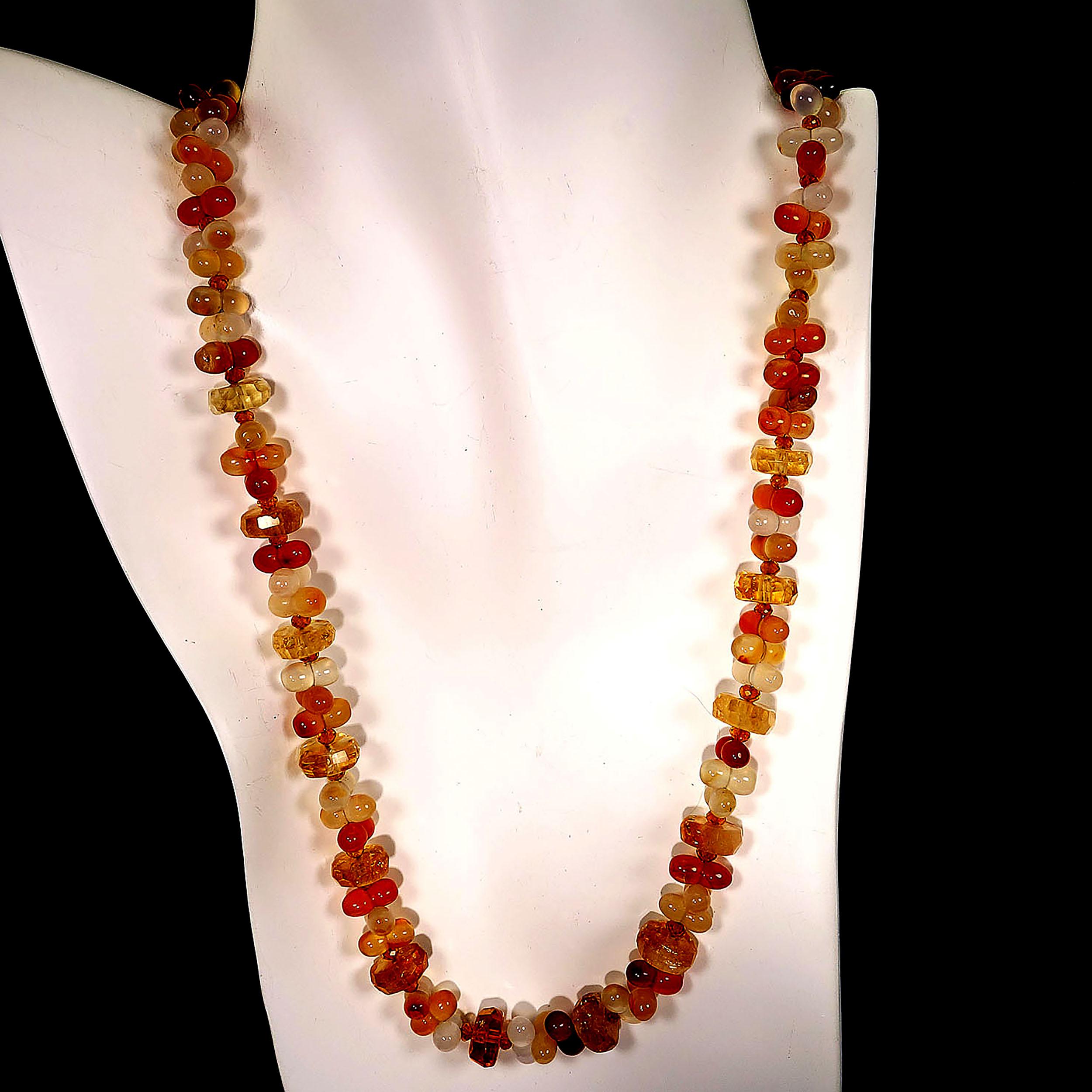 Bead AJD Fall Tone Multi-Color Agate and Citrine 25 Inch Necklace