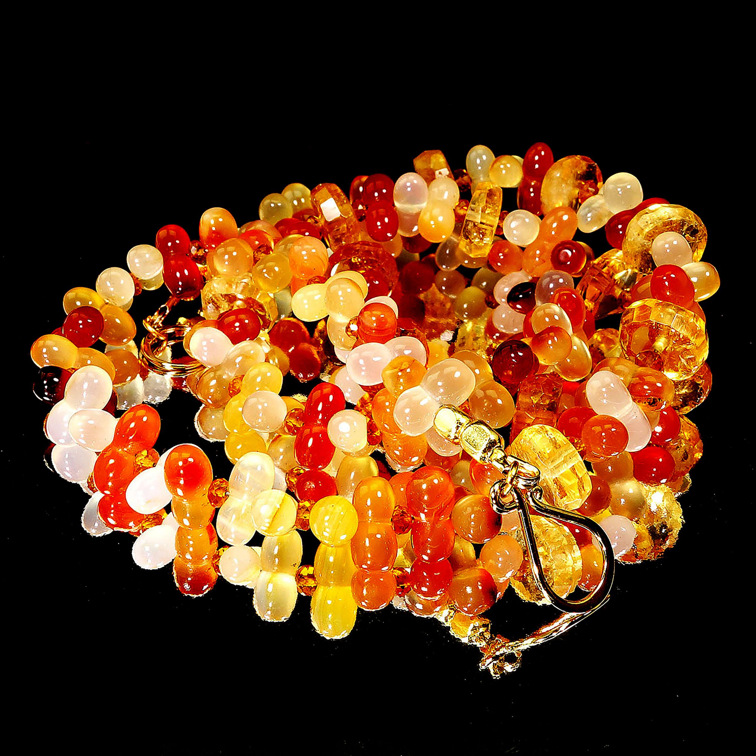 AJD Fall Tone Multi-Color Agate and Citrine 25 Inch Necklace In New Condition In Raleigh, NC