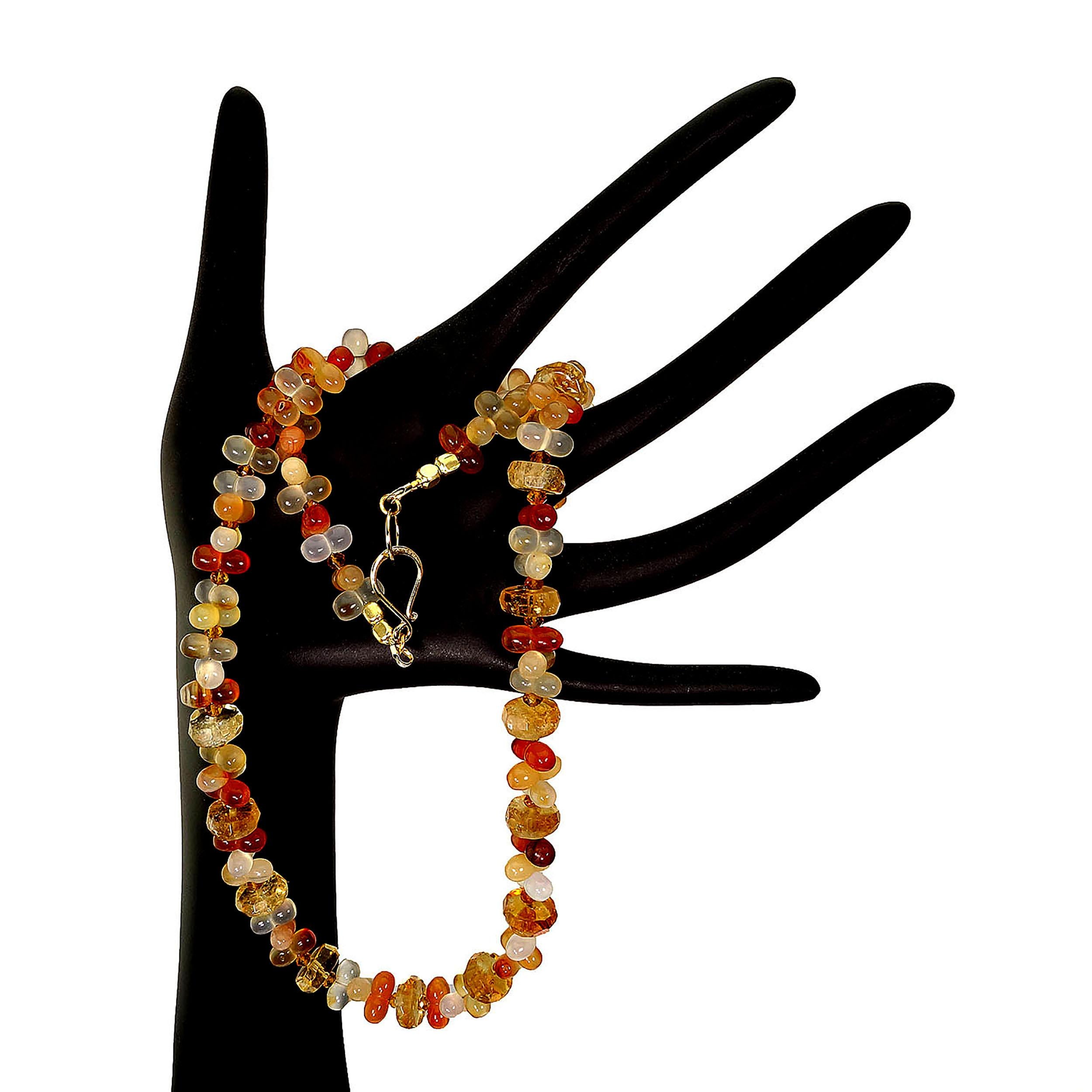 Women's or Men's AJD Fall Tone Multi-Color Agate and Citrine 25 Inch Necklace
