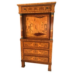 Used Fall Top Desk, Italy 1870-1890, Manner of Giuseppe Maggiolini