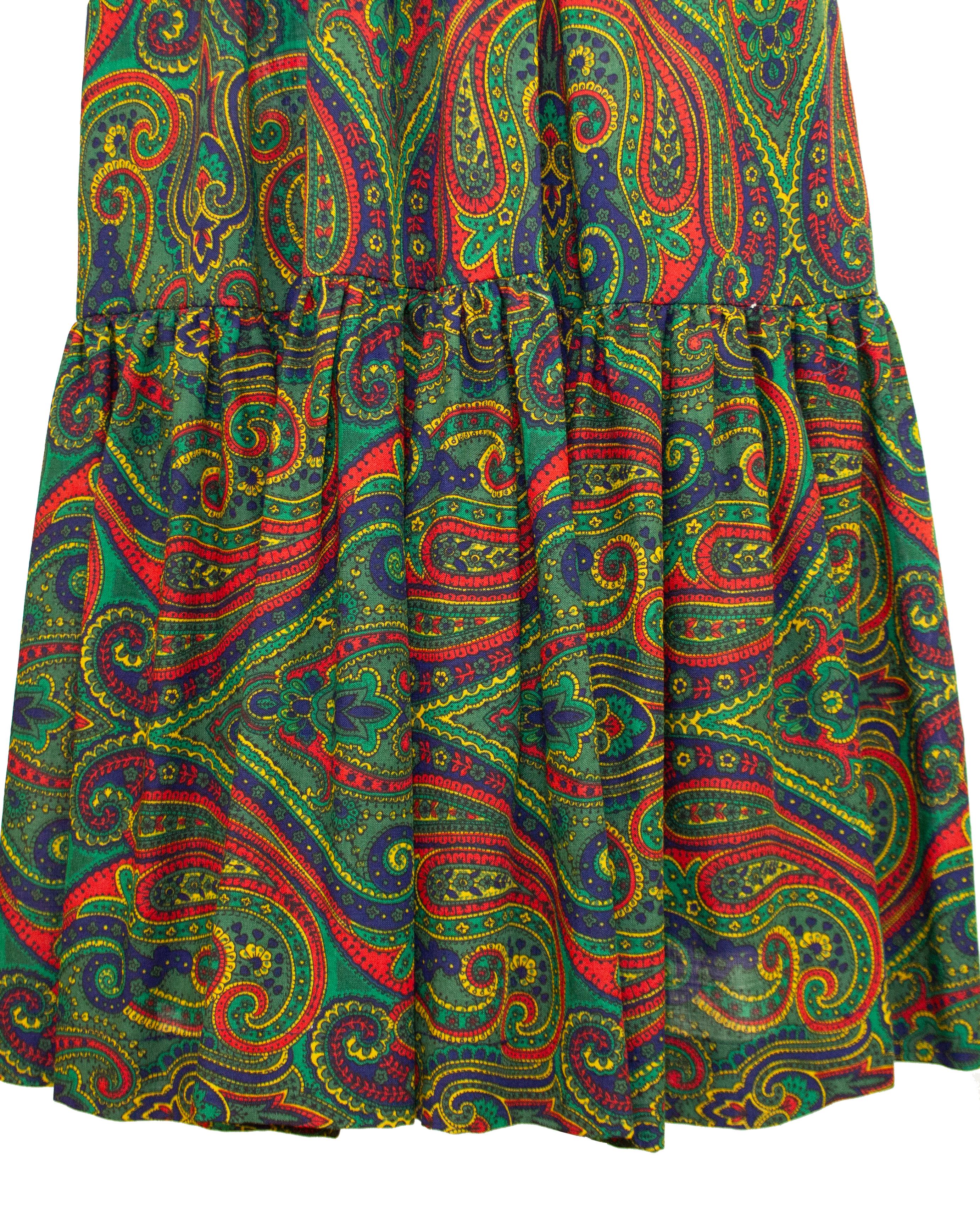 Herbst/Winter 1976 Yves Saint Laurent Russische Kollektion Paisley Bauernrock mit Paisleymuster (Schwarz) im Angebot