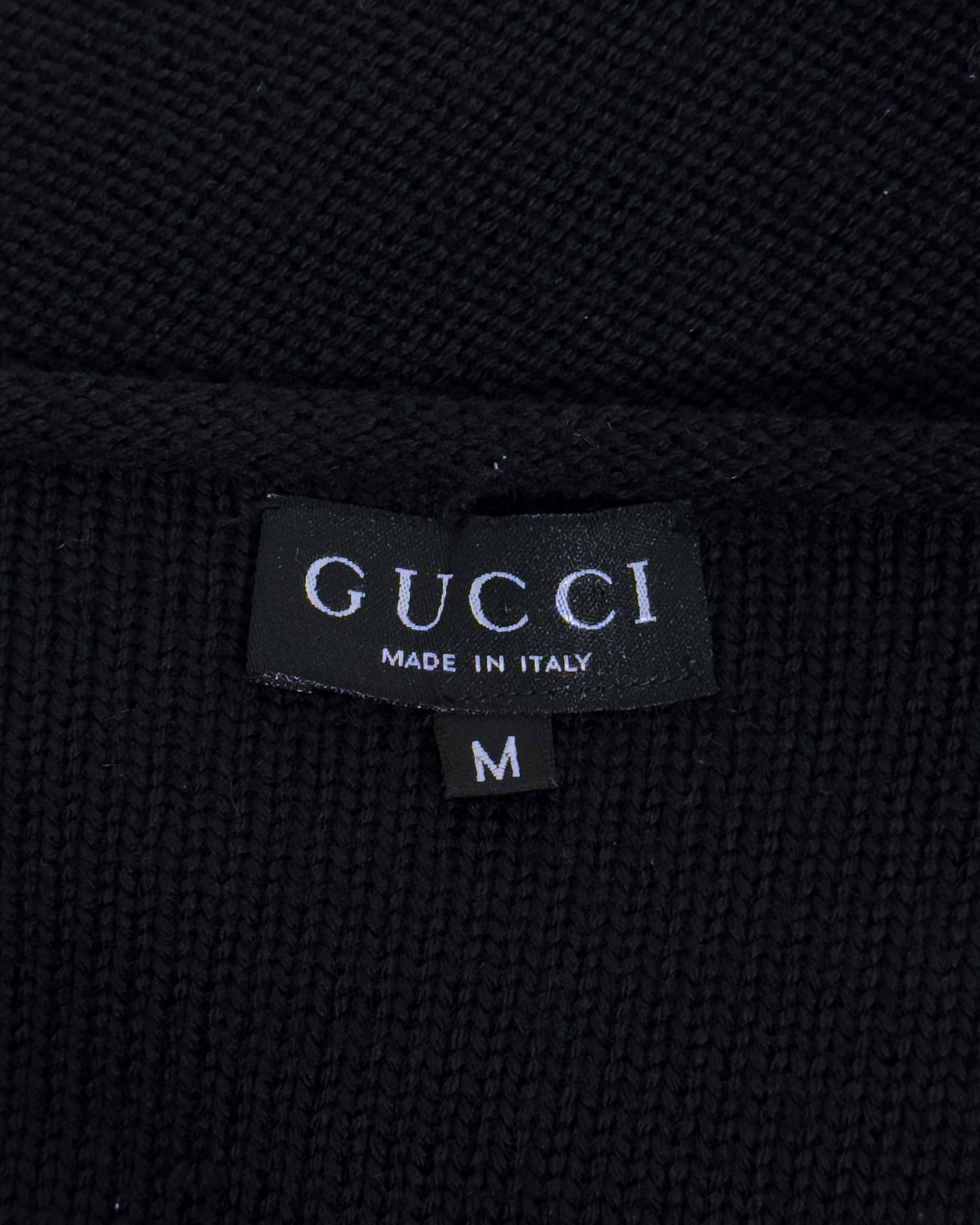Automne/Hiver 1996 Tom Ford for Gucci Pull en laine noir à découpes en vente 2