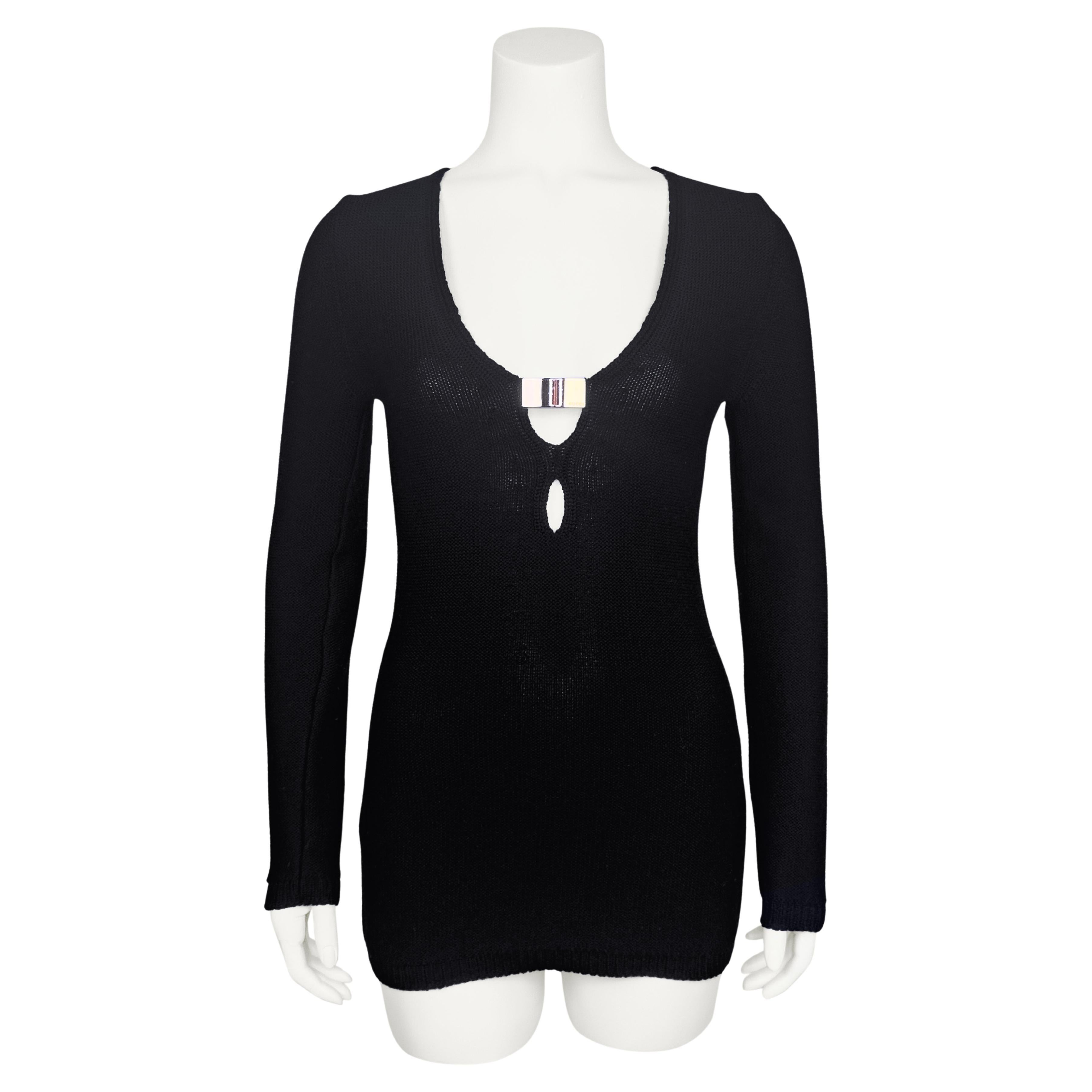 Herbst/Winter 1996 Tom Ford für Gucci Pullover aus Wolle mit schwarzem Ausschnitt