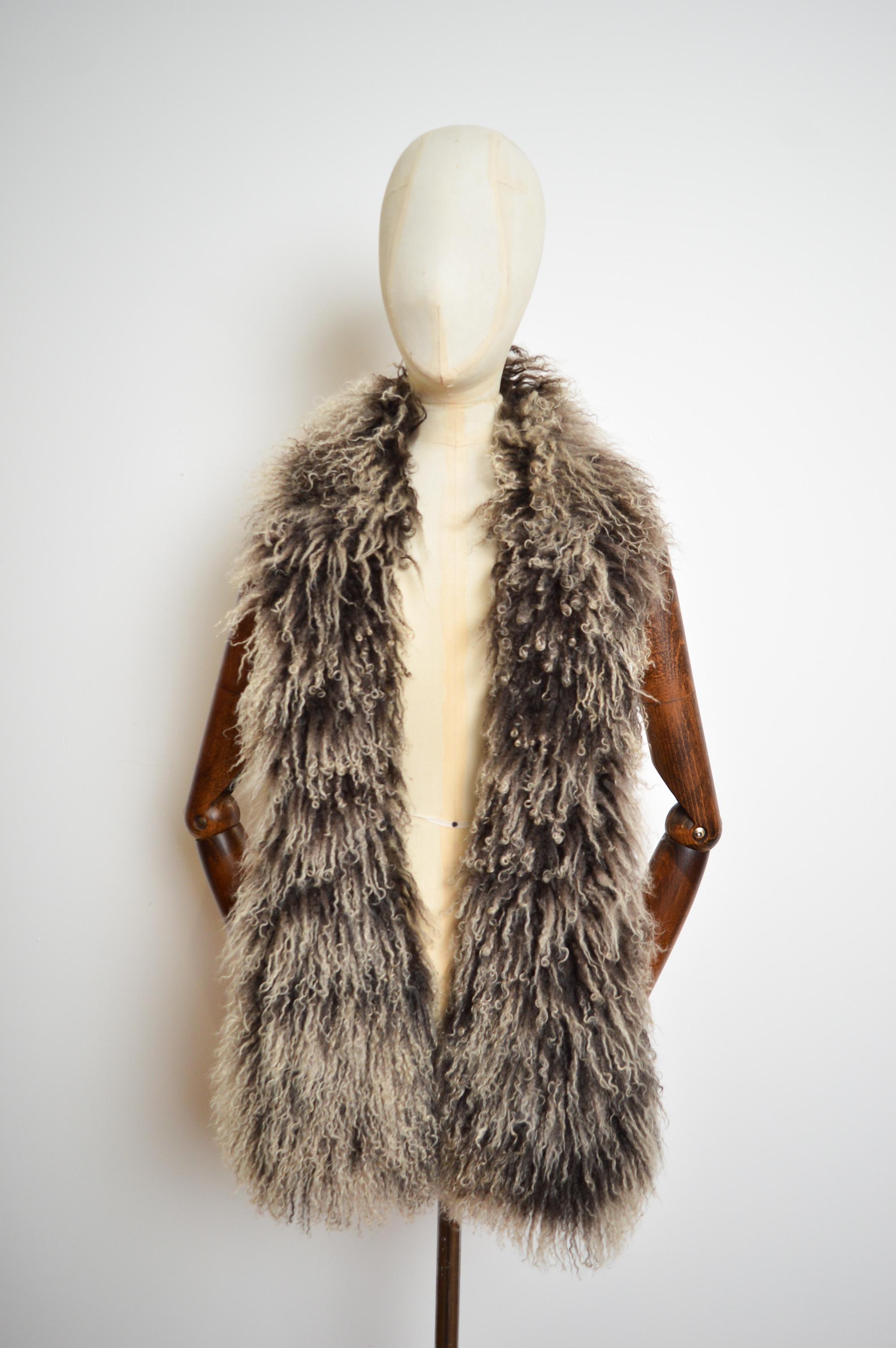 Beige Fall / Winter 2000 John Galliano Christian Dior Brown Mongolian Lamb Boa Scarf For Sale