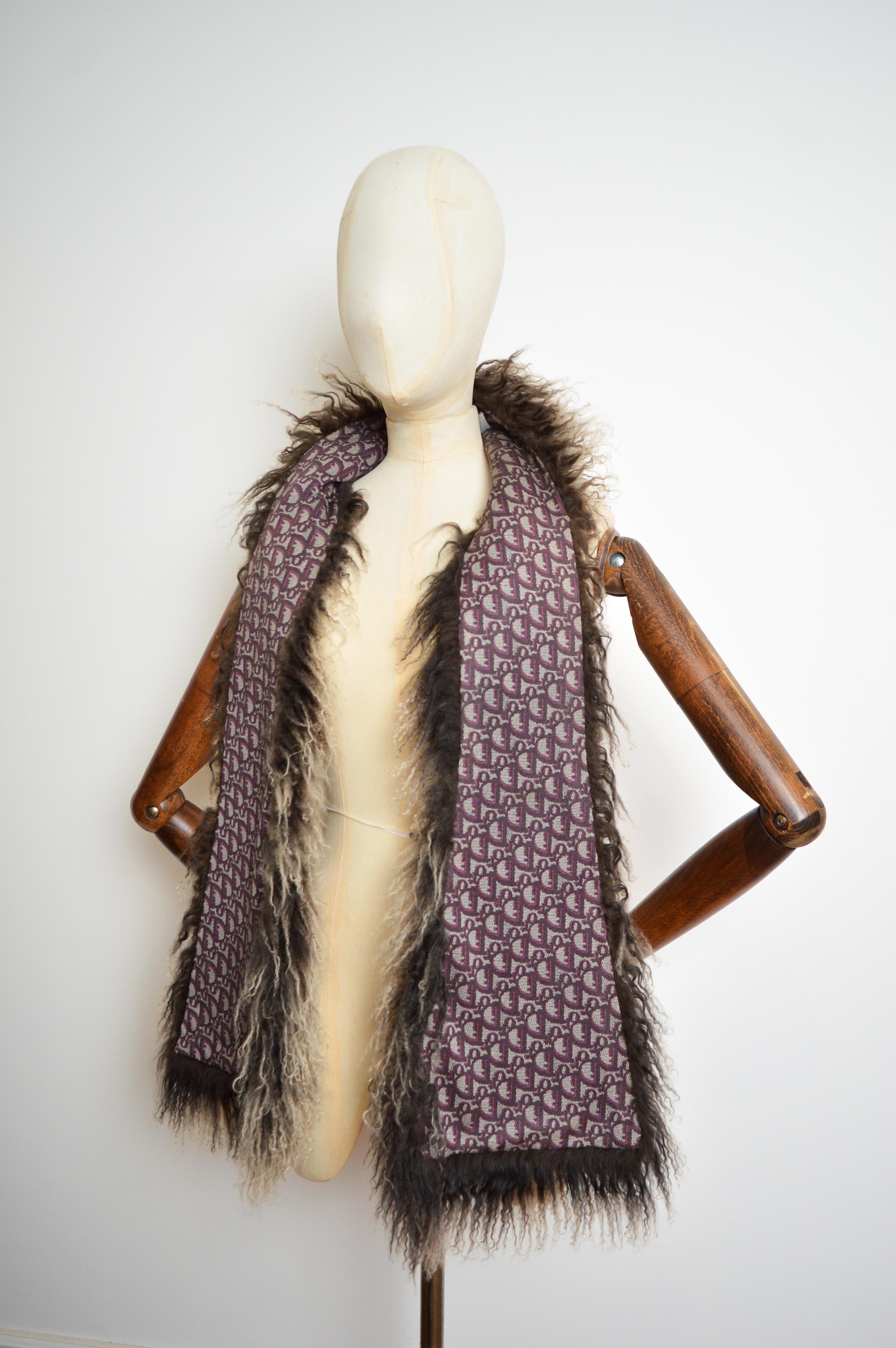Women's or Men's Fall / Winter 2000 John Galliano Christian Dior Brown Mongolian Lamb Boa Scarf For Sale