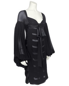 Fall/Winter 2002 YSL/Yves Saint Laurent By Tom Ford Black Silk Chiffon Dress