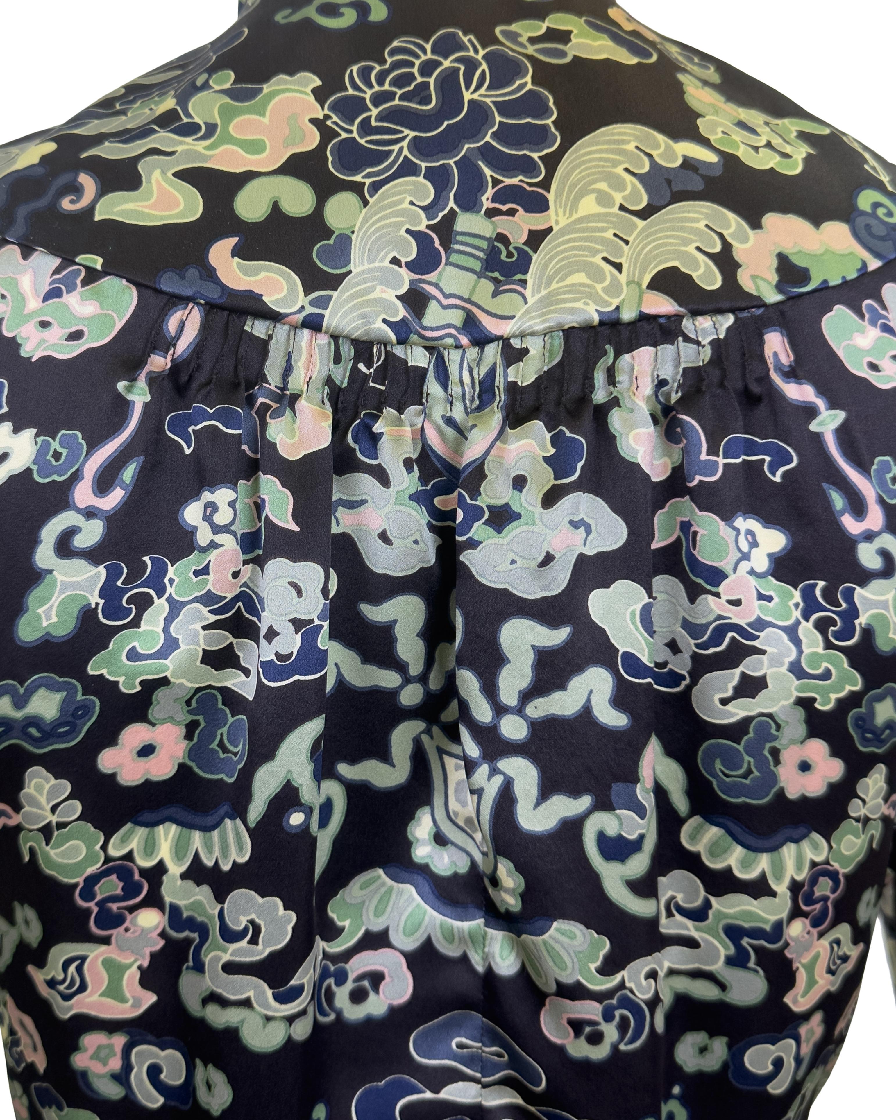 Automne/hiver 2004 Yves Saint Laurent/YSL by Tom Ford Silk Dragon Cheongsam Blouse Pour femmes en vente