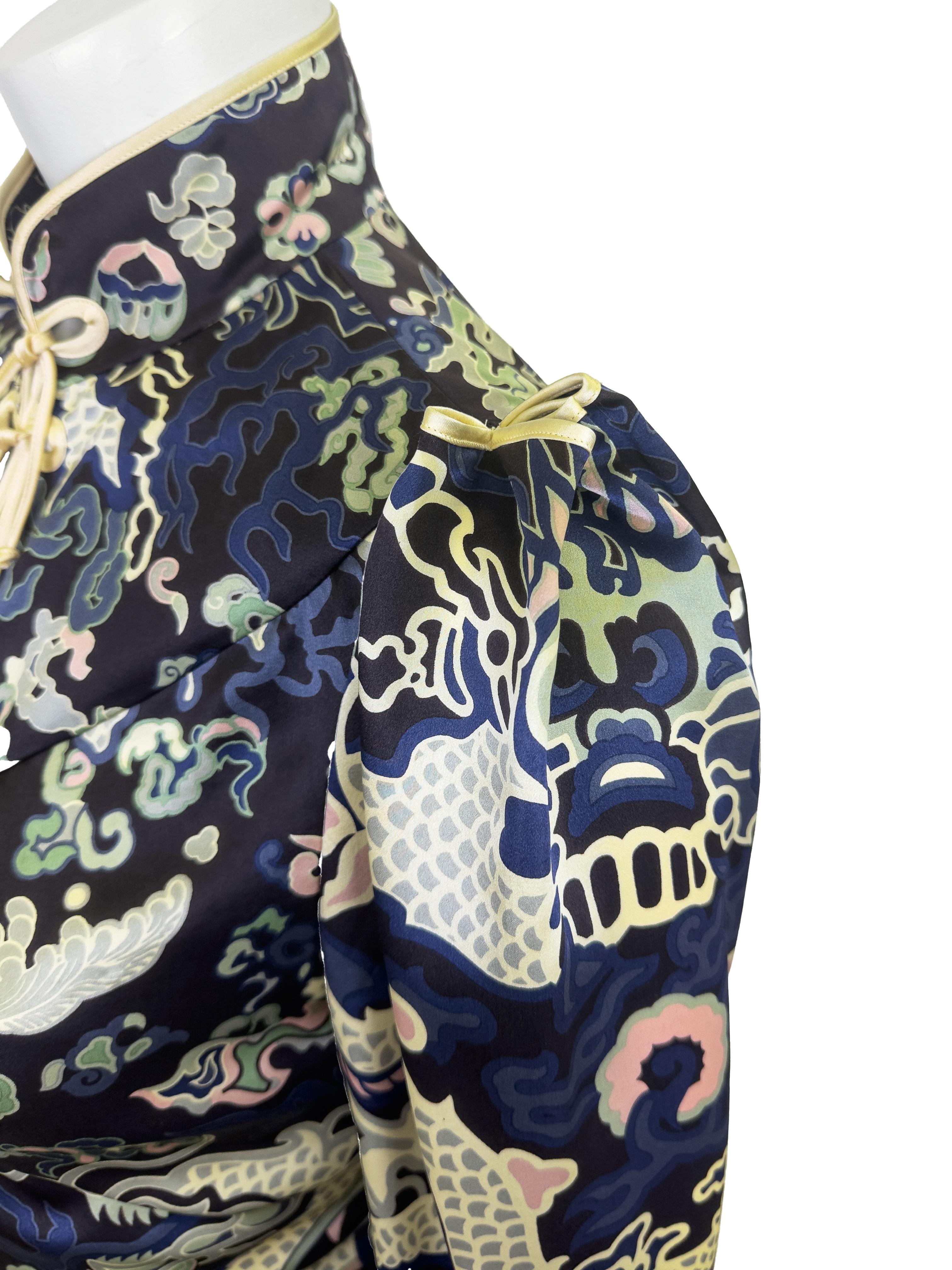 Automne/hiver 2004 Yves Saint Laurent/YSL by Tom Ford Silk Dragon Cheongsam Blouse en vente 1