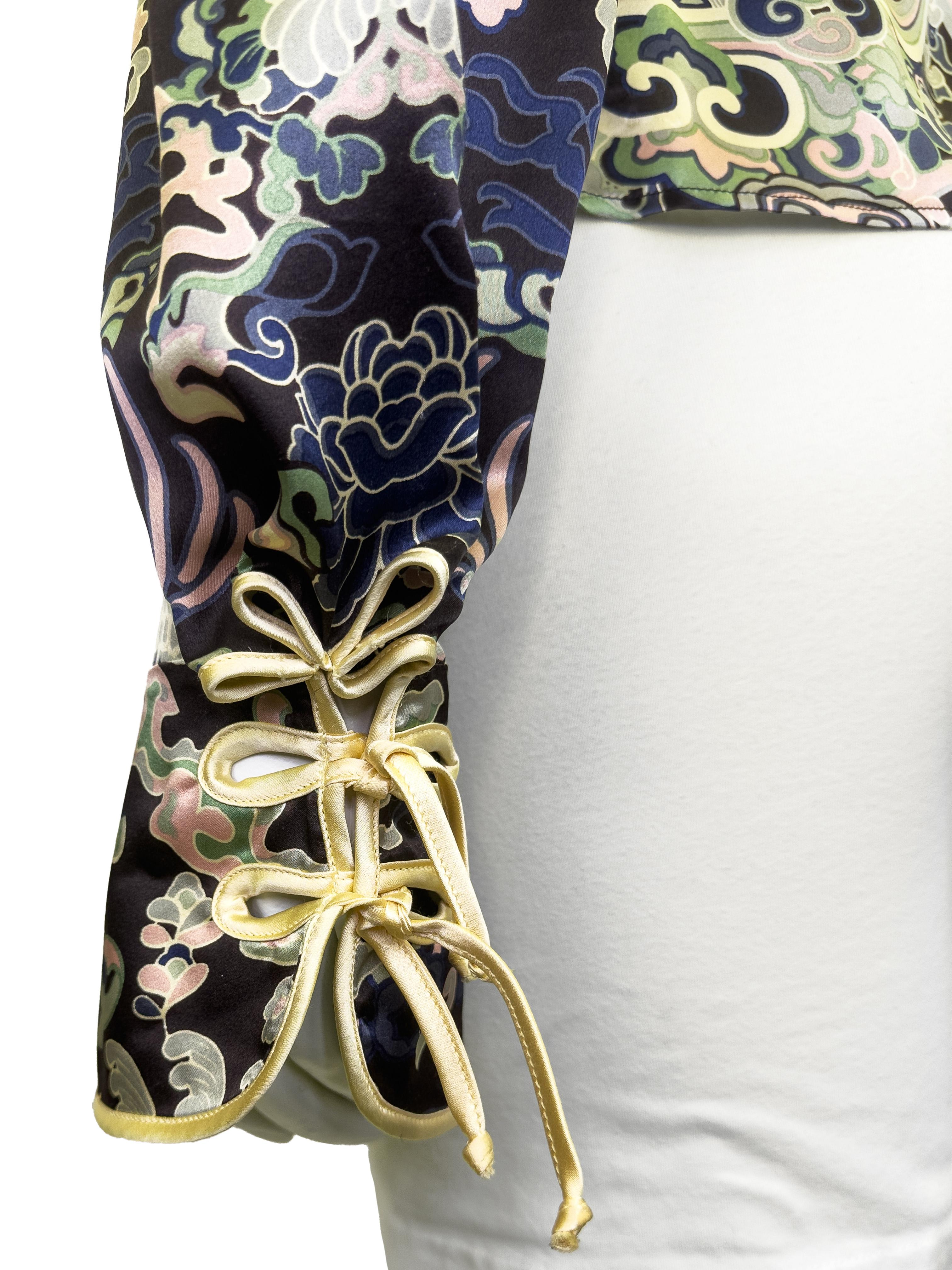 Automne/hiver 2004 Yves Saint Laurent/YSL by Tom Ford Silk Dragon Cheongsam Blouse en vente 2