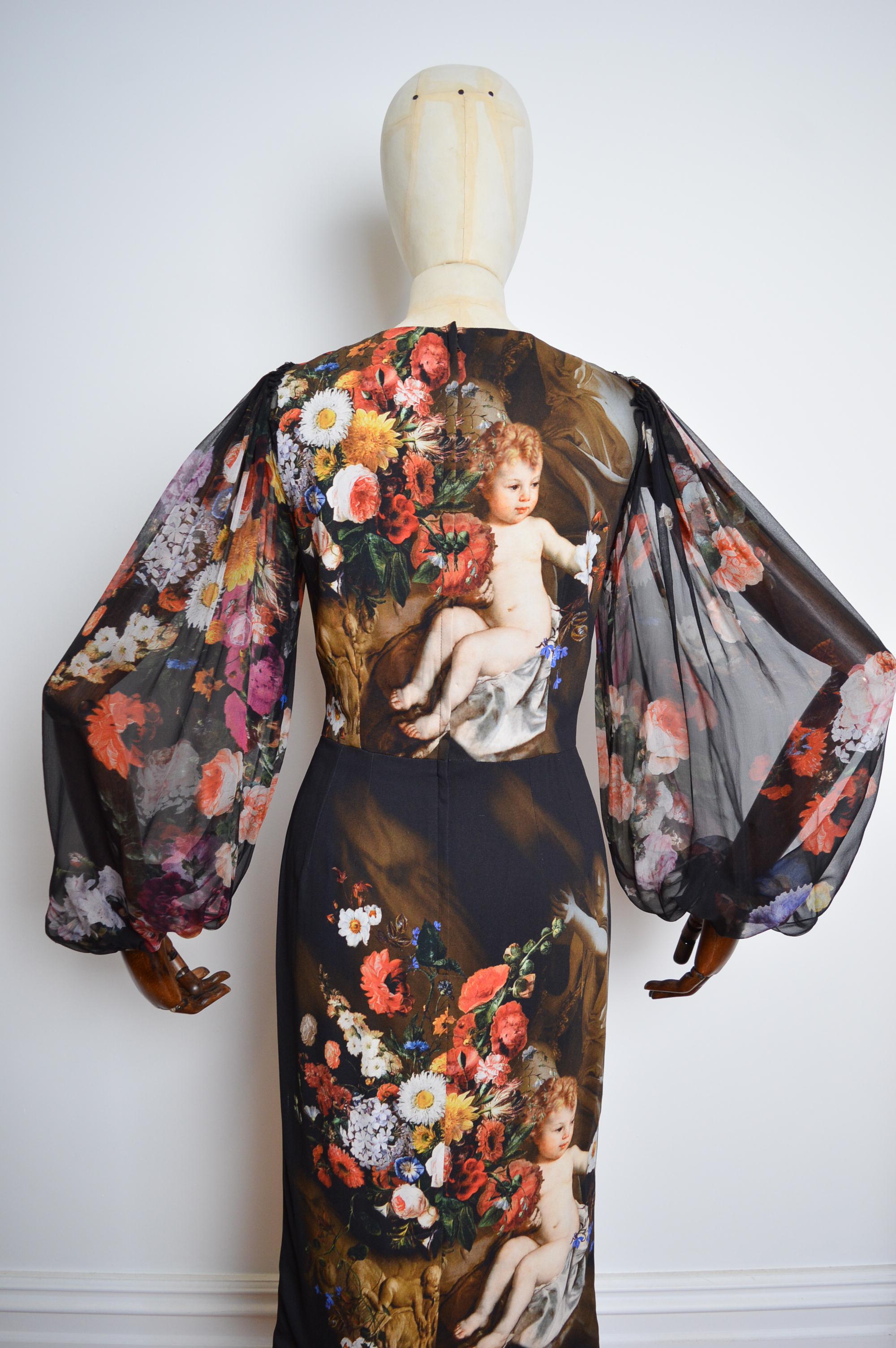 Fall / Winter 2012 DOLCE & GABBANA Runway Floral Baroque sheer Angel Dress For Sale 7