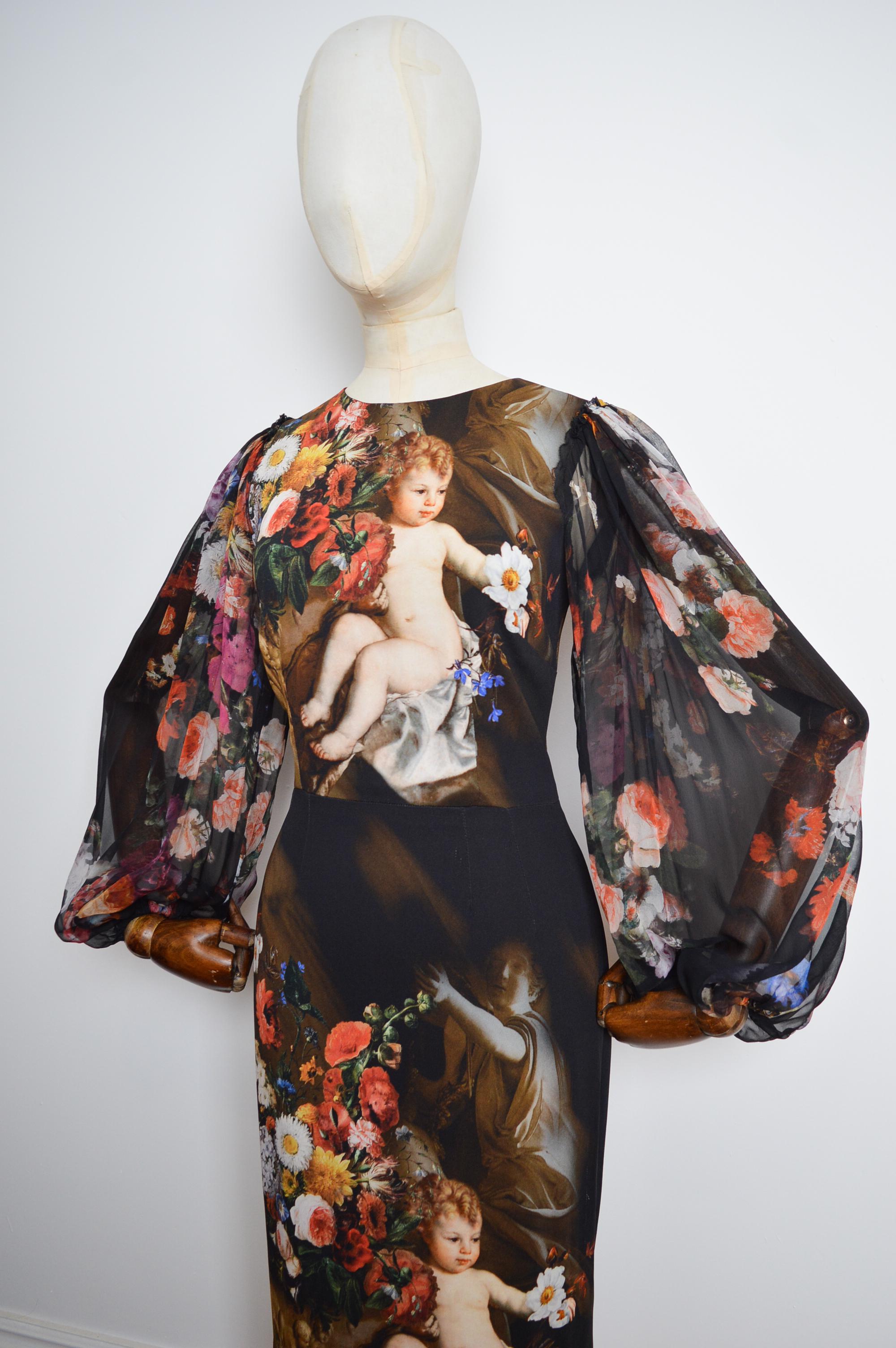Fall / Winter 2012 DOLCE & GABBANA Runway Floral Baroque sheer Angel Dress For Sale 9