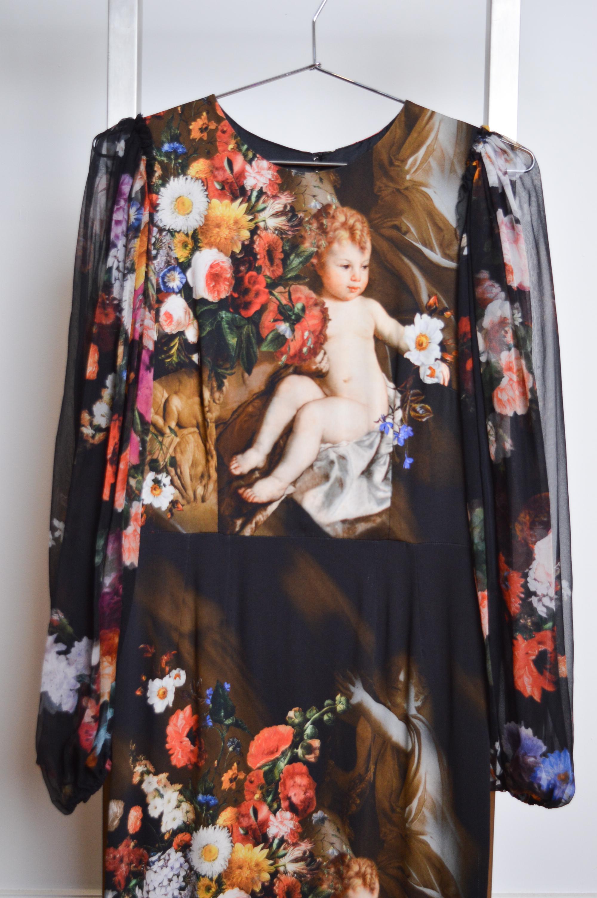 Fall / Winter 2012 DOLCE & GABBANA Runway Floral Baroque sheer Angel Dress For Sale 11