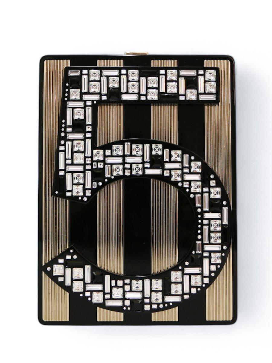 Black Fall-Winter 2015/2016 Chanel N5 Minaudière For Sale