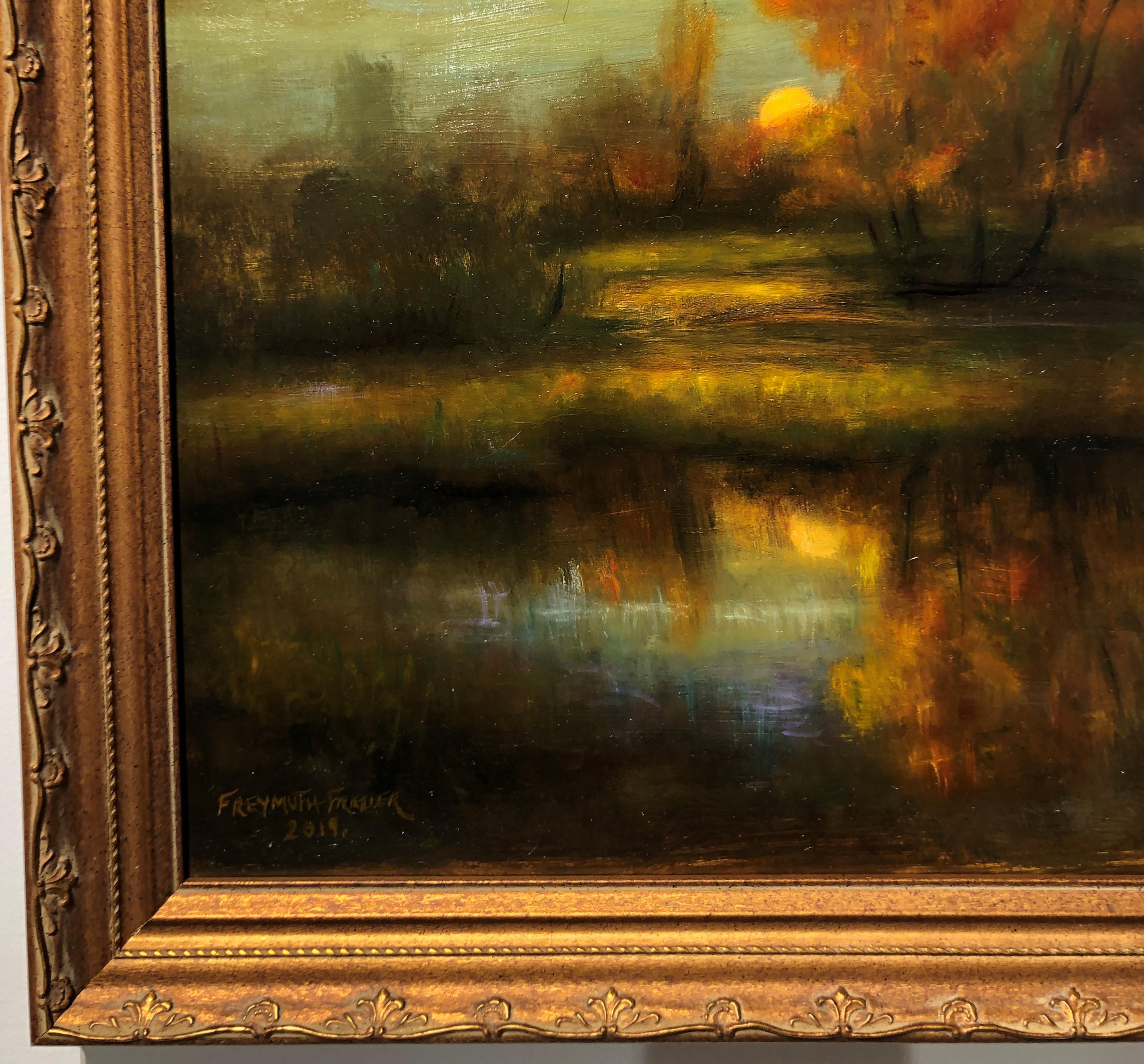 Falling Reflections Original Oil Painting, Soft Light Reflecting Romantic Colors 5