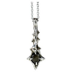 Falling Star (Black Star Sapphire, 10K White Gold Pendant) by Ken Fury