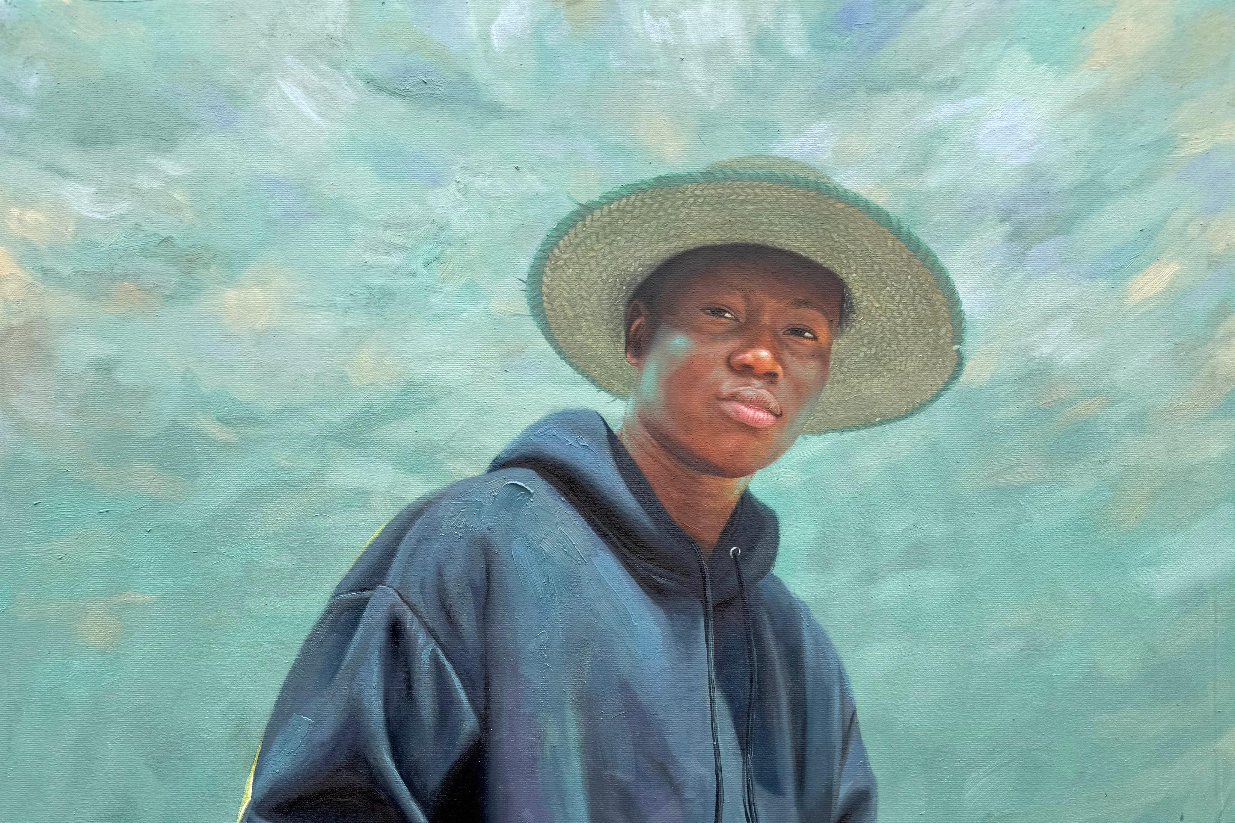 Boy From Hood - 21. Jahrhundert, Zeitgenössisch, Figurativ, Hyperealismus, Afrika – Painting von Falope Ibrahim