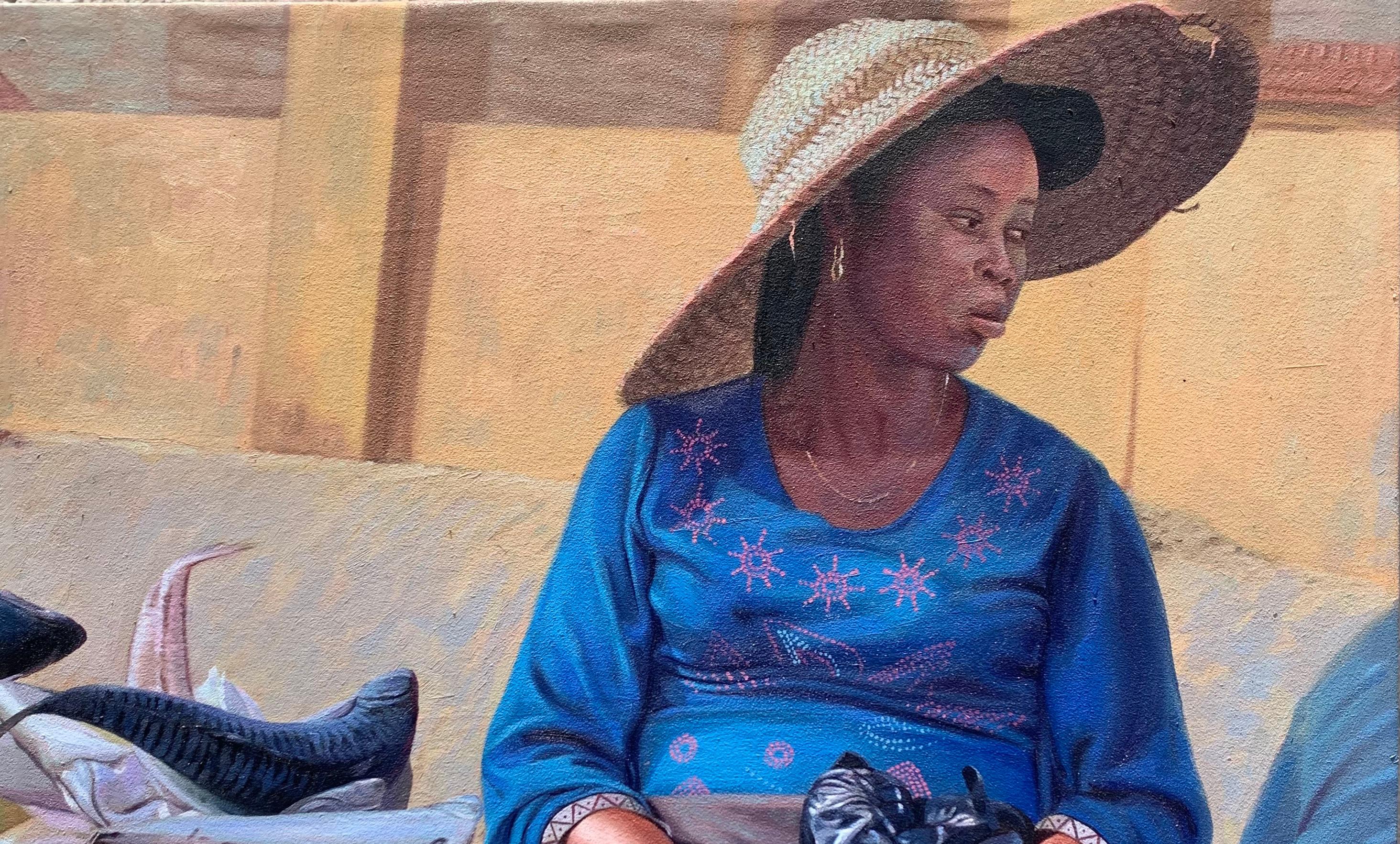 Money Bag - 21e siècle, Contemporain, Figuratif, Hyperréalisme, Marché de l'Afrique - Painting de Falope Ibrahim