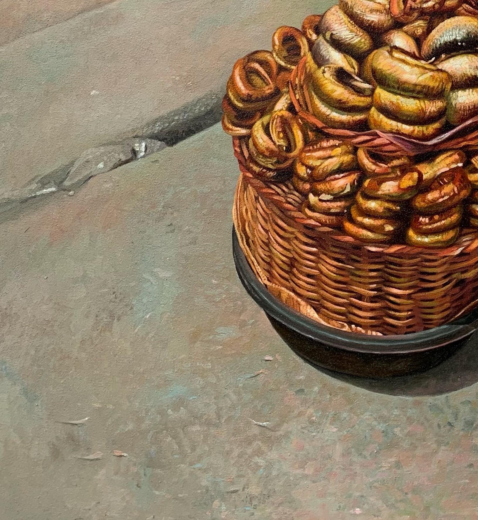 Preparazione per il nuovo giorno - Figurative Painting Marrone di Falope Ibrahim
