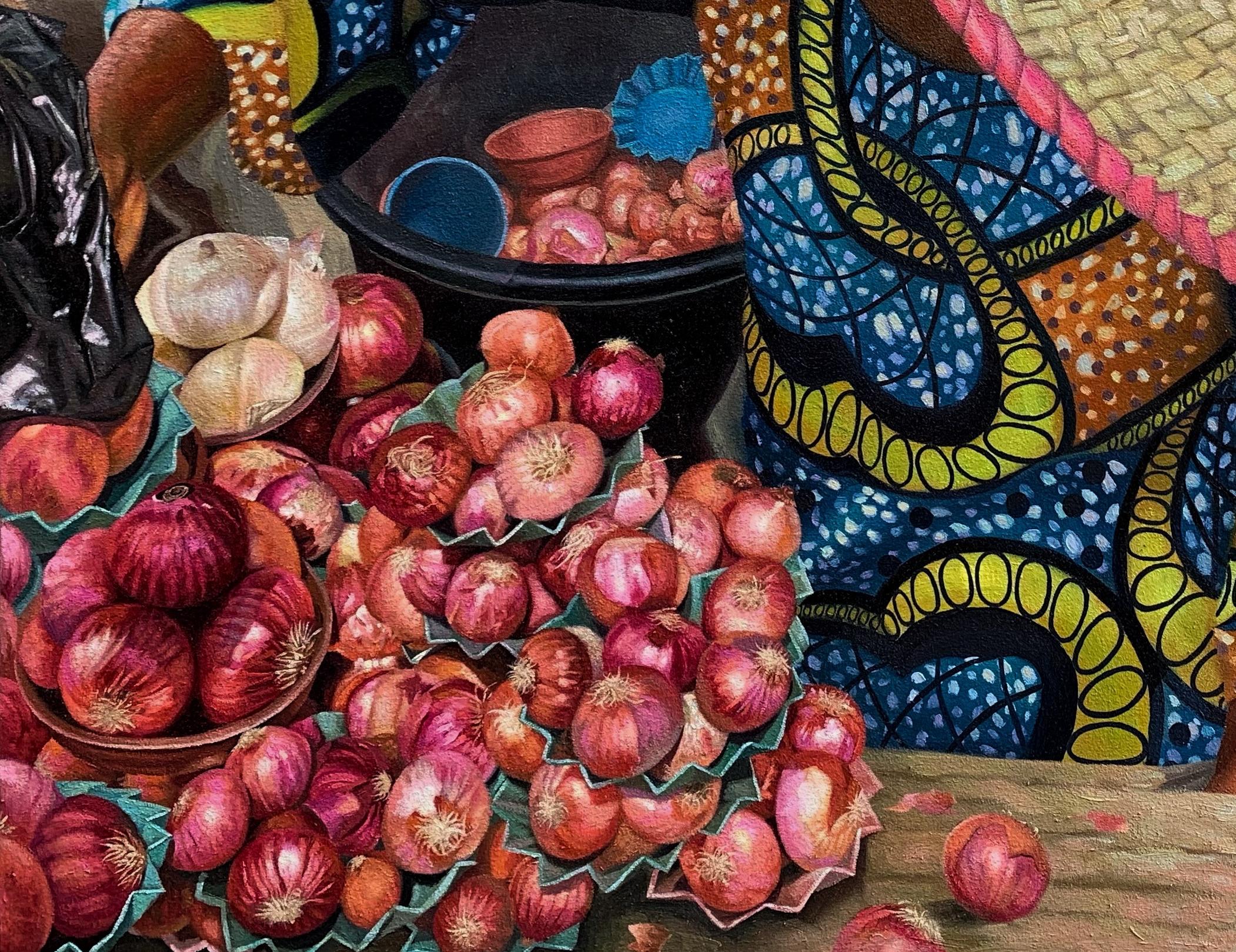 Shielded - Brown Figurative Painting by Falope Ibrahim