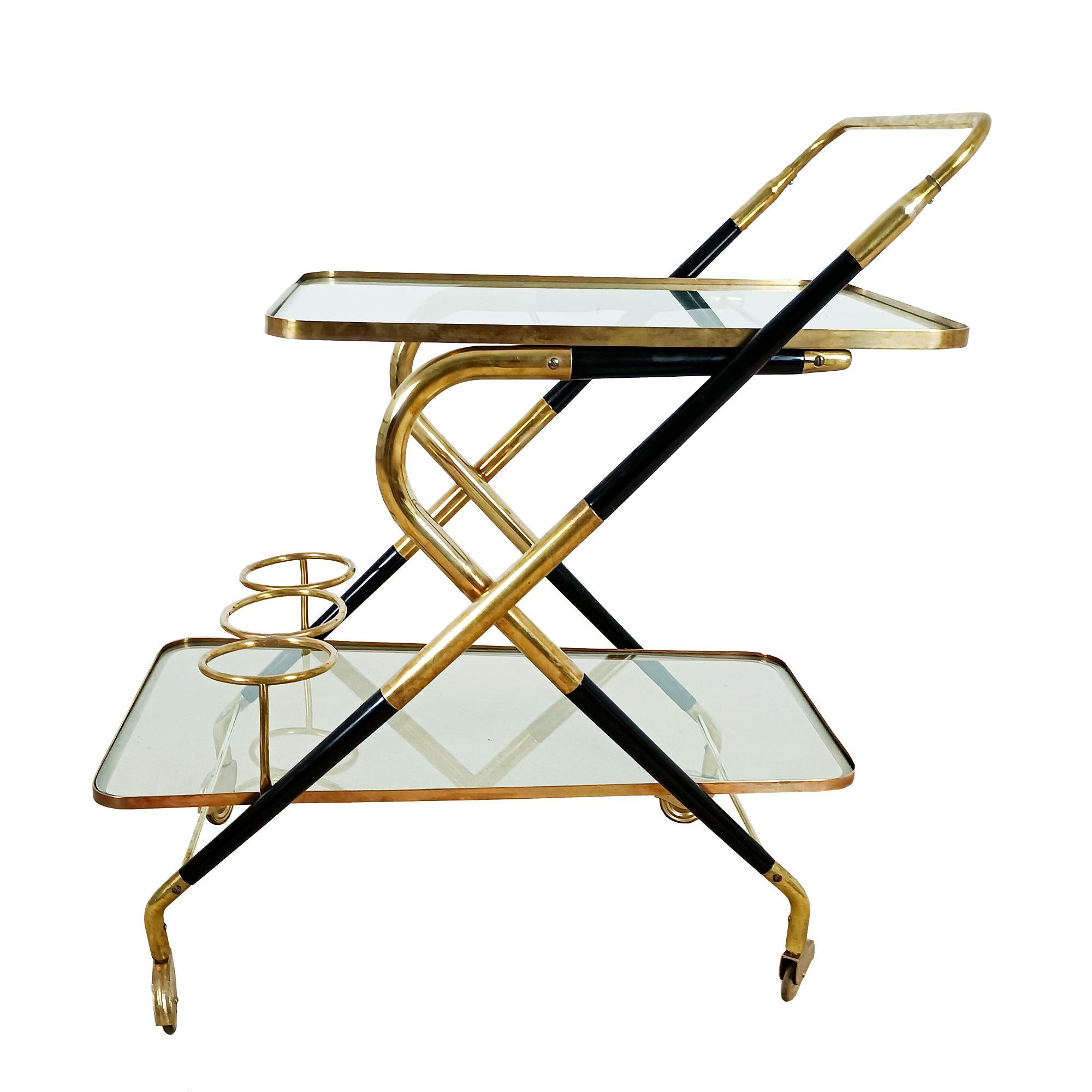 False pair of bar carts by Cesare Lacca - Italy 1950 For Sale 3