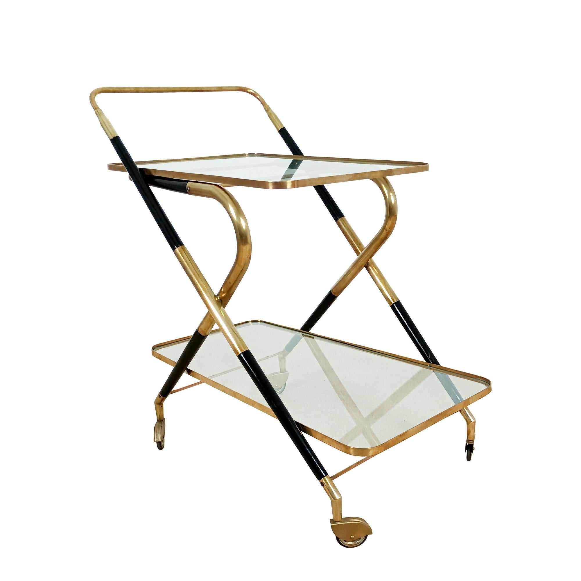 Mid-Century Modern False pair of bar carts by Cesare Lacca - Italy 1950 For Sale