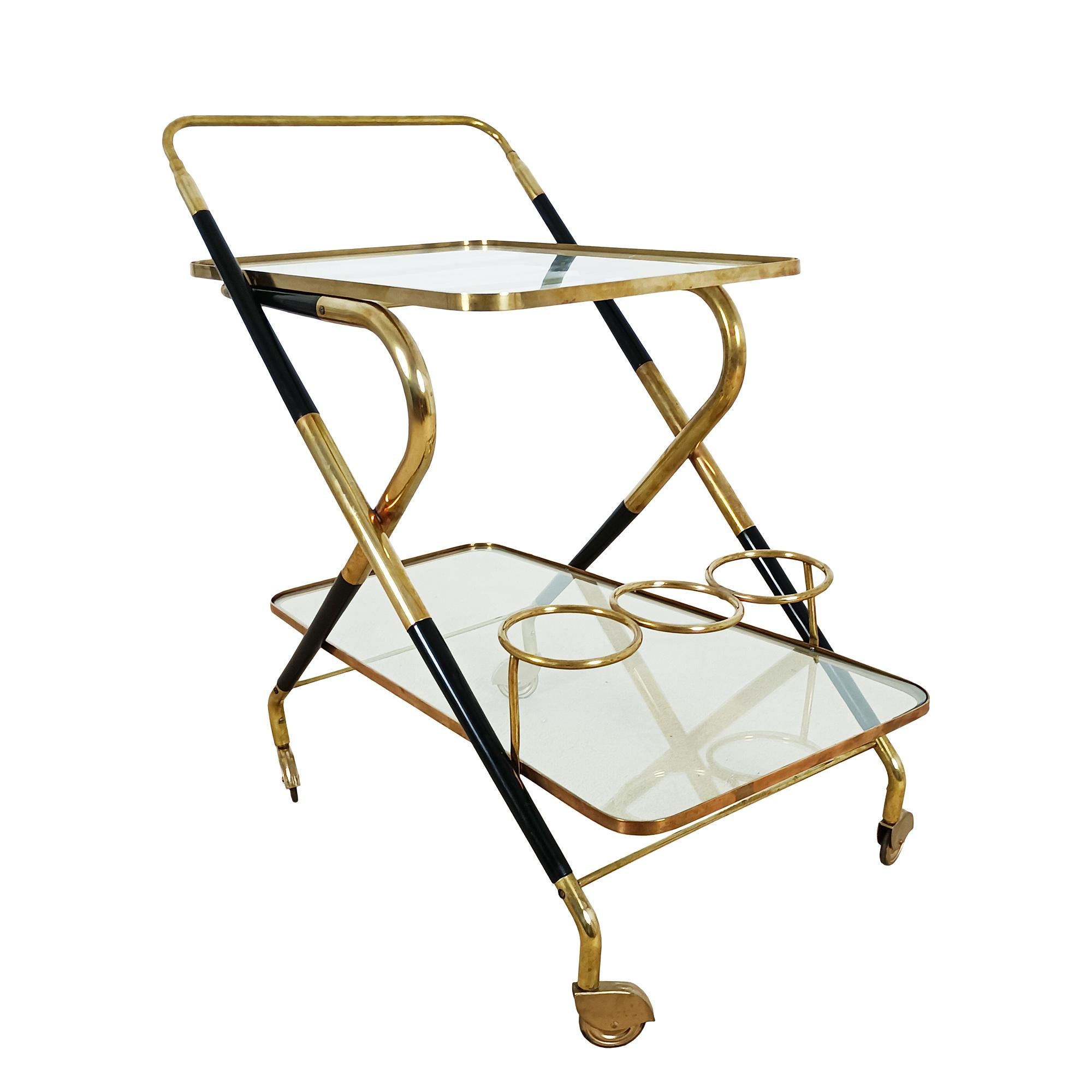False pair of bar carts by Cesare Lacca - Italy 1950 For Sale 1