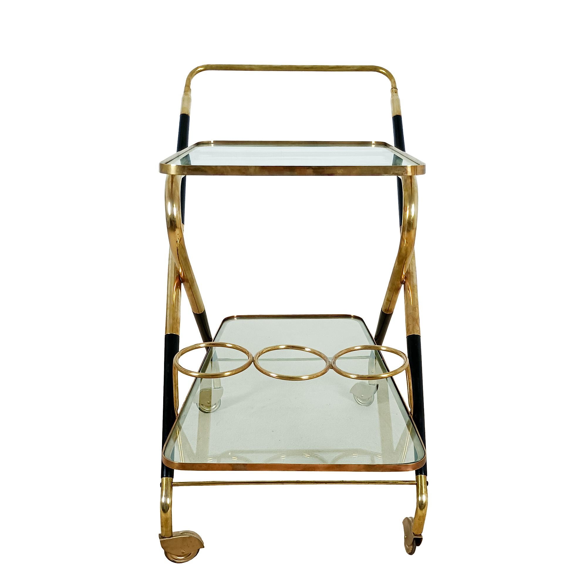 False pair of bar carts by Cesare Lacca - Italy 1950 For Sale 2