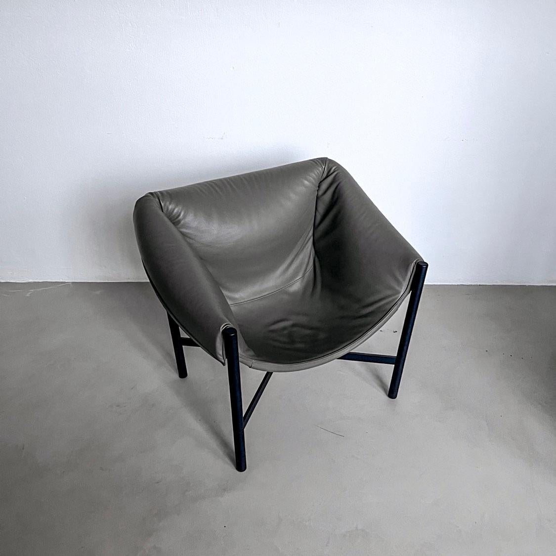 Modern Falstaff Grey Leather Armchair by Stefan Diez for Dante Goods and Bads For Sale