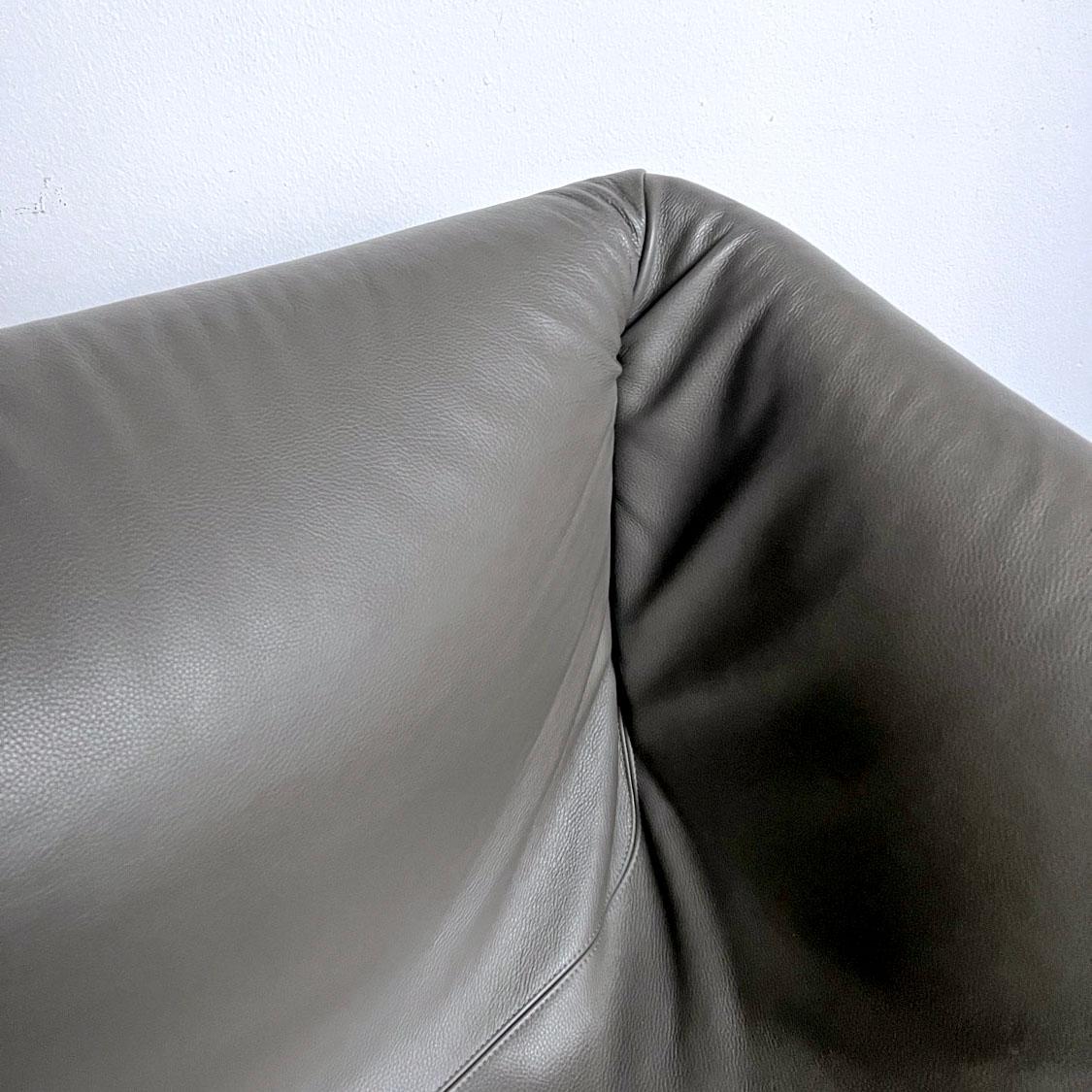 Belgian Falstaff Grey Leather Armchair by Stefan Diez for Dante Goods and Bads For Sale