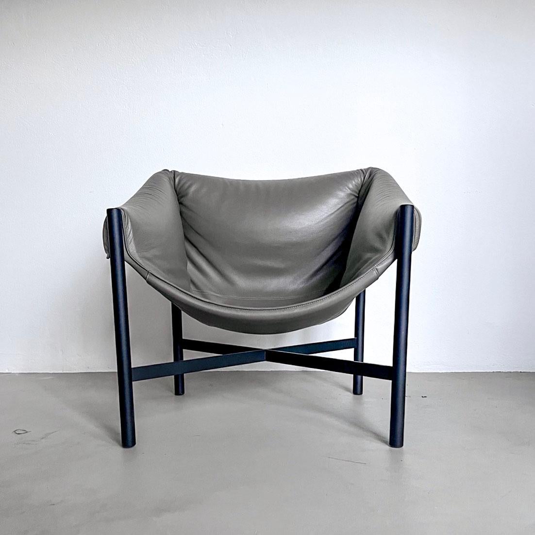 Powder-Coated Falstaff Grey Leather Armchair by Stefan Diez for Dante Goods and Bads For Sale