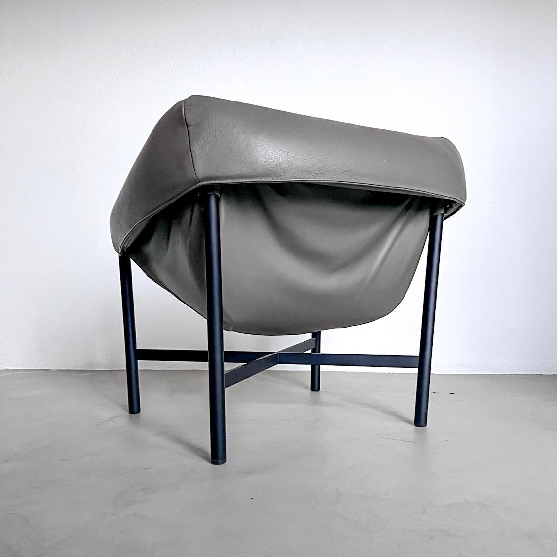 Contemporary Falstaff Grey Leather Armchair by Stefan Diez for Dante Goods and Bads For Sale