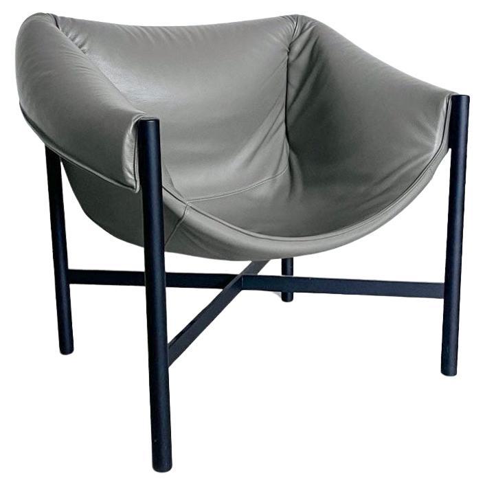 Falstaff Grey Leather Armchair by Stefan Diez for Dante Goods and Bads For Sale