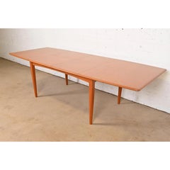 Falster Danish Modern Teak Boat-Shaped Extension Dining Table, Newly Refinished