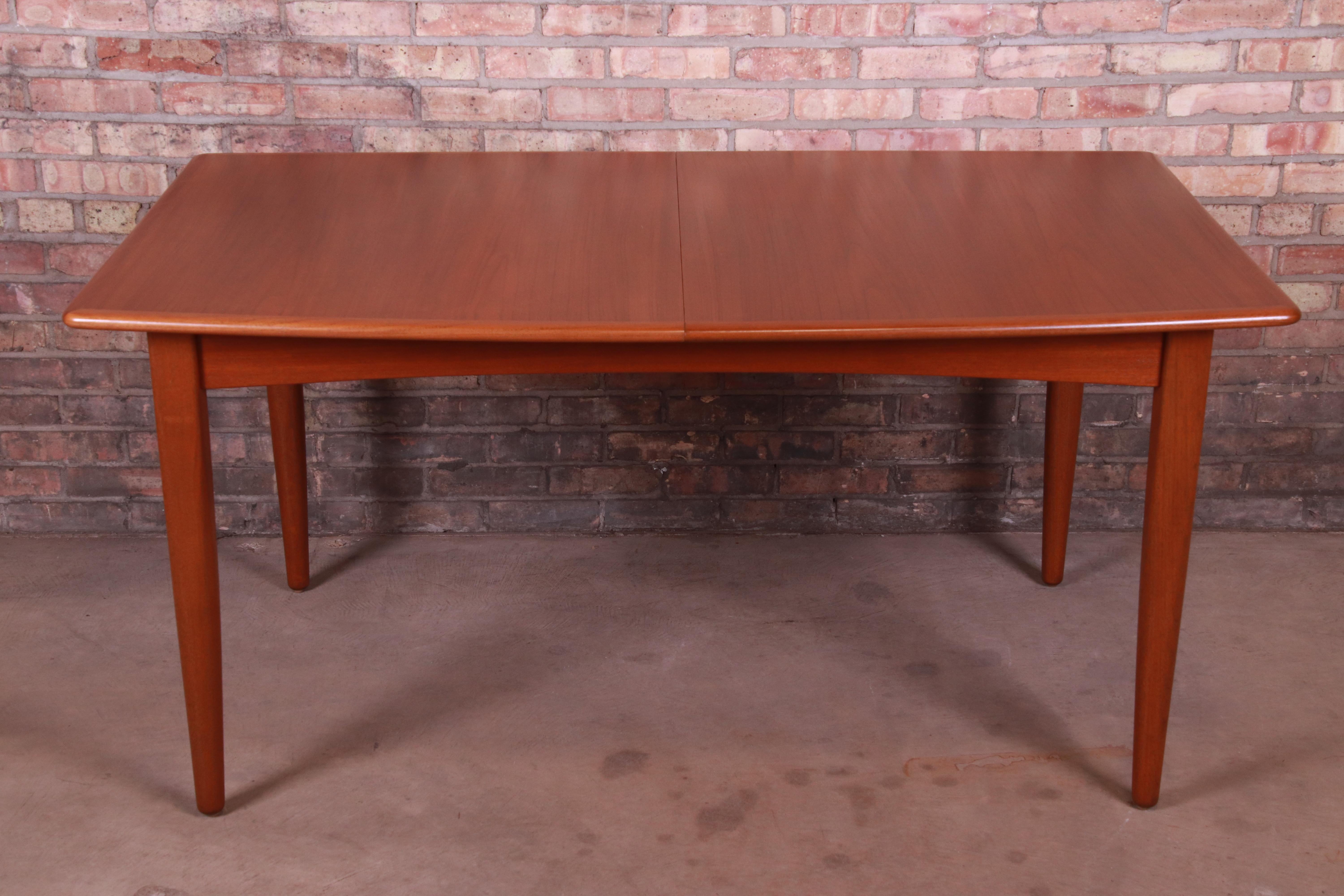 Mid-20th Century Falster Danish Modern Teak Boat-Shaped Extension Dining Table, Newly Restored