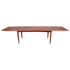 Falster Danish Modern Teak Boat-Shaped Extension Dining Table, Newly Restored
