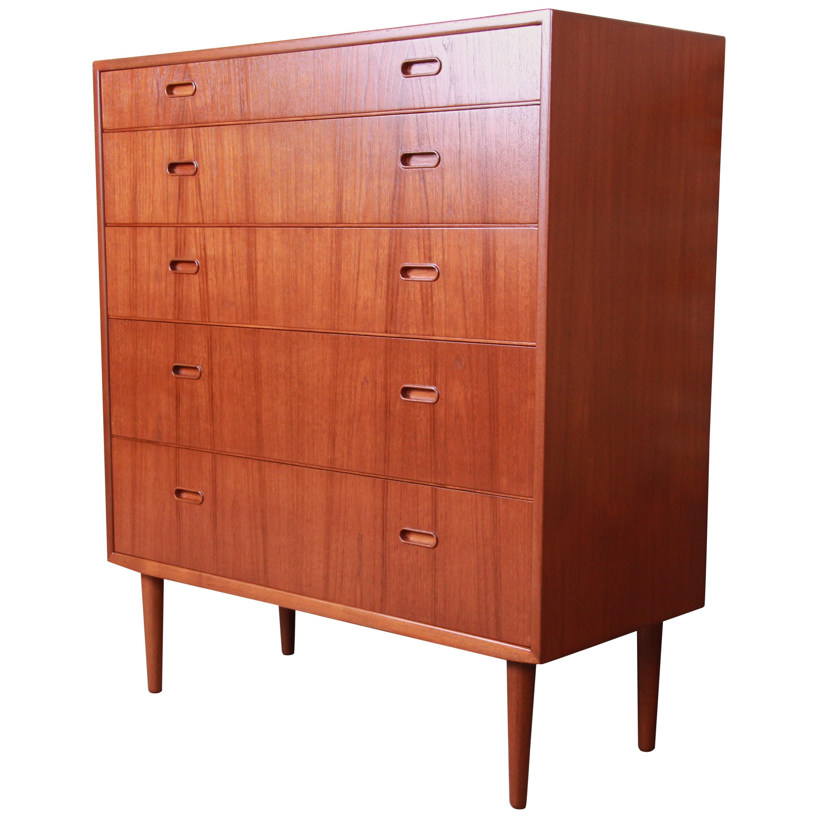 Falster Danish Modern Teak Highboy Dresser, Newly Restored at 1stDibs