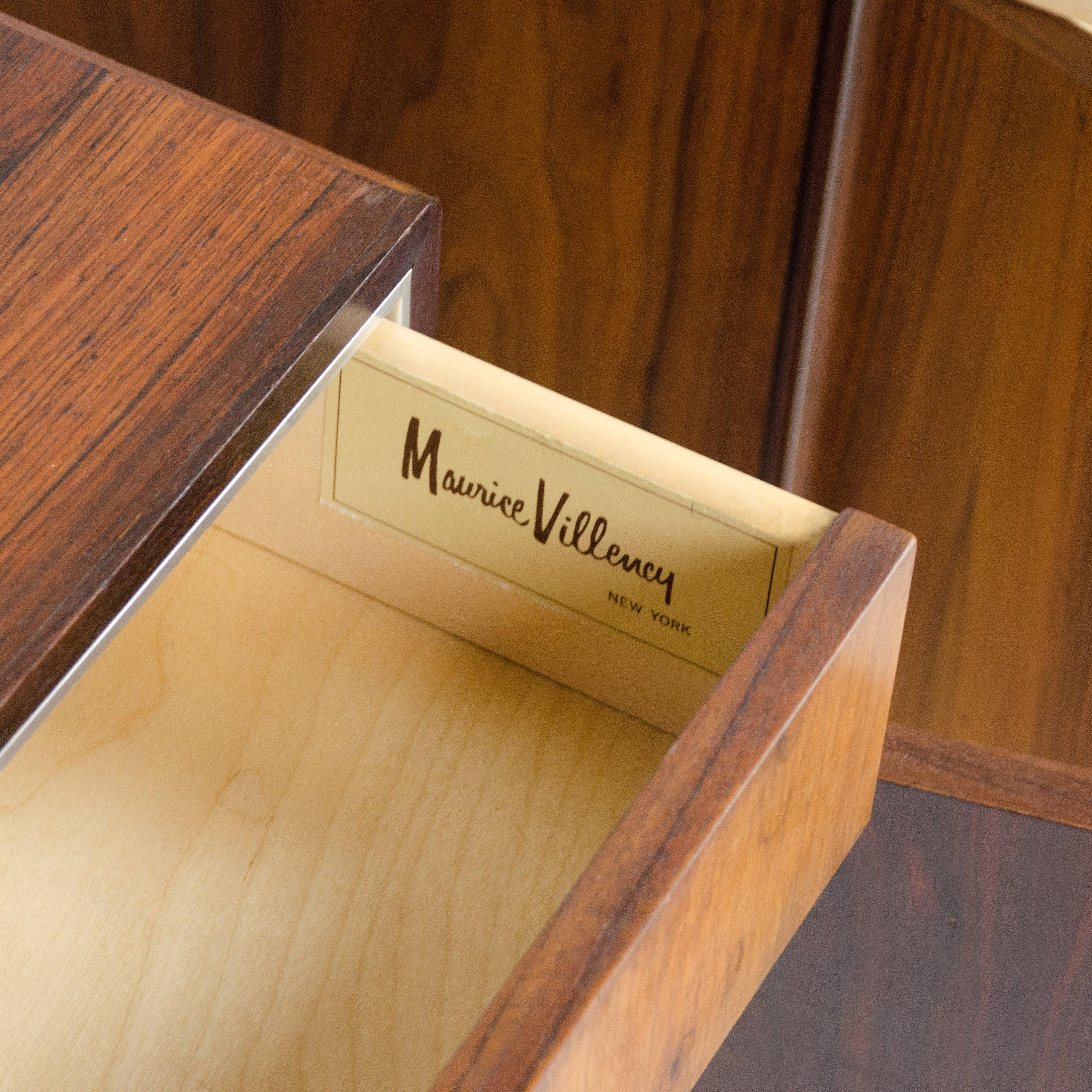 Metal Falster Maurice Villency Rosewood Danish Dresser End Tables Bedside Cabinet Pair For Sale
