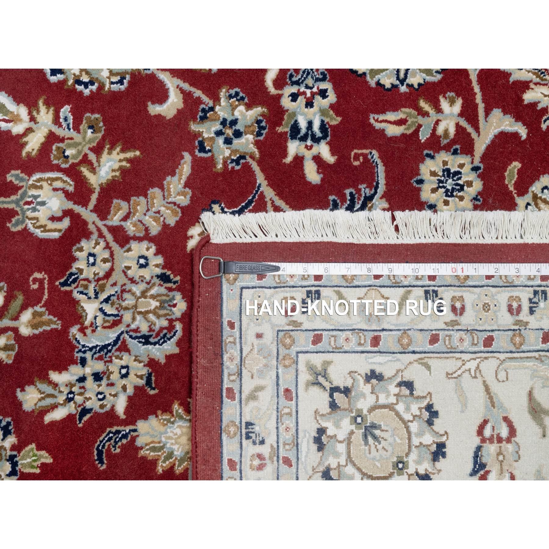 Falu Red Nain Design Hand Knotted Wool and Silk 250 KPSI Oriental Rug 8'9