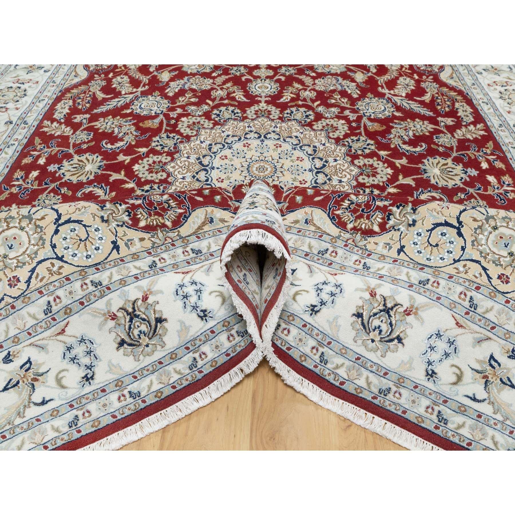 Hand-Knotted Falu Red Nain Design Hand Knotted Wool and Silk 250 KPSI Oriental Rug 8'9