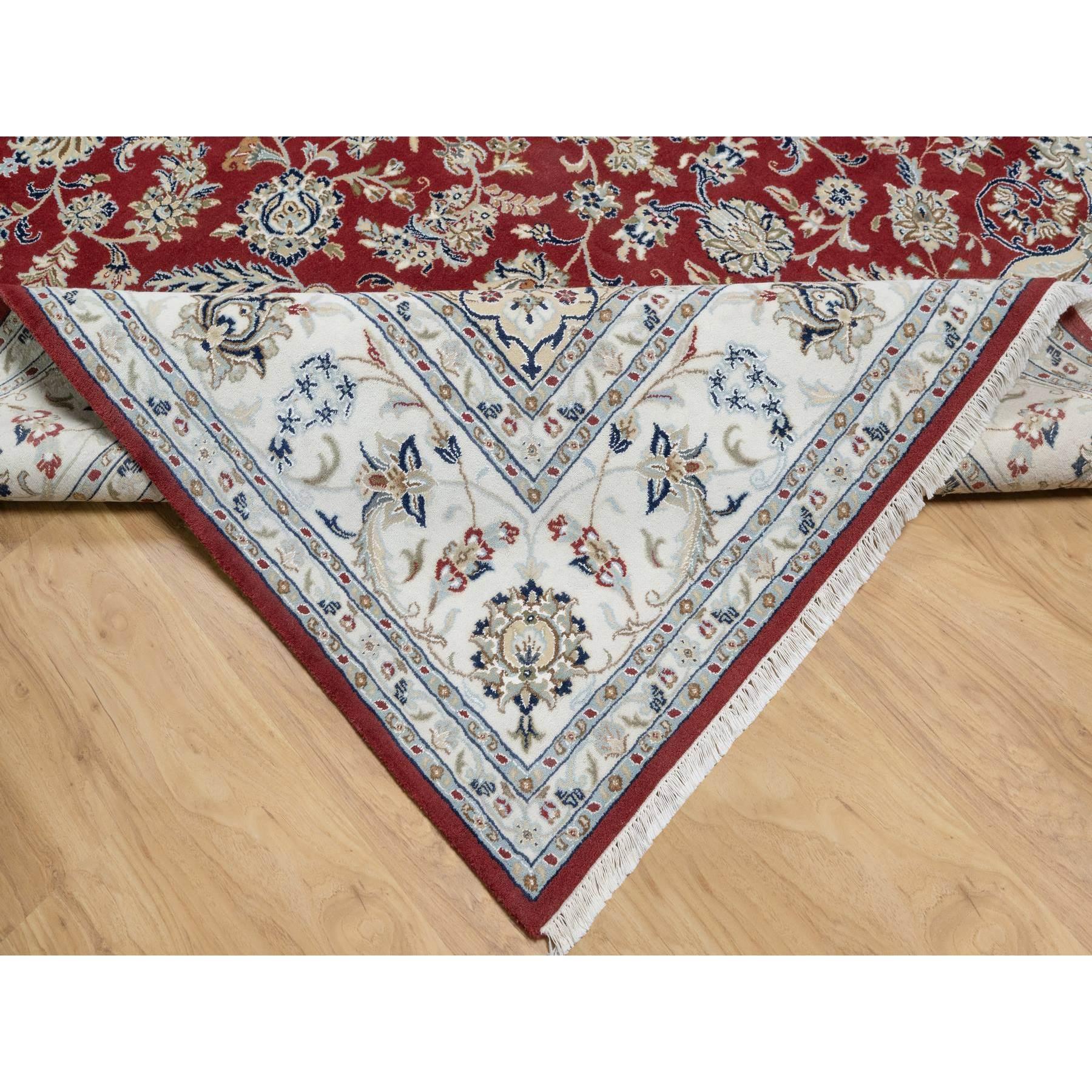 Falu Red Nain Design Hand Knotted Wool and Silk 250 KPSI Oriental Rug 8'9