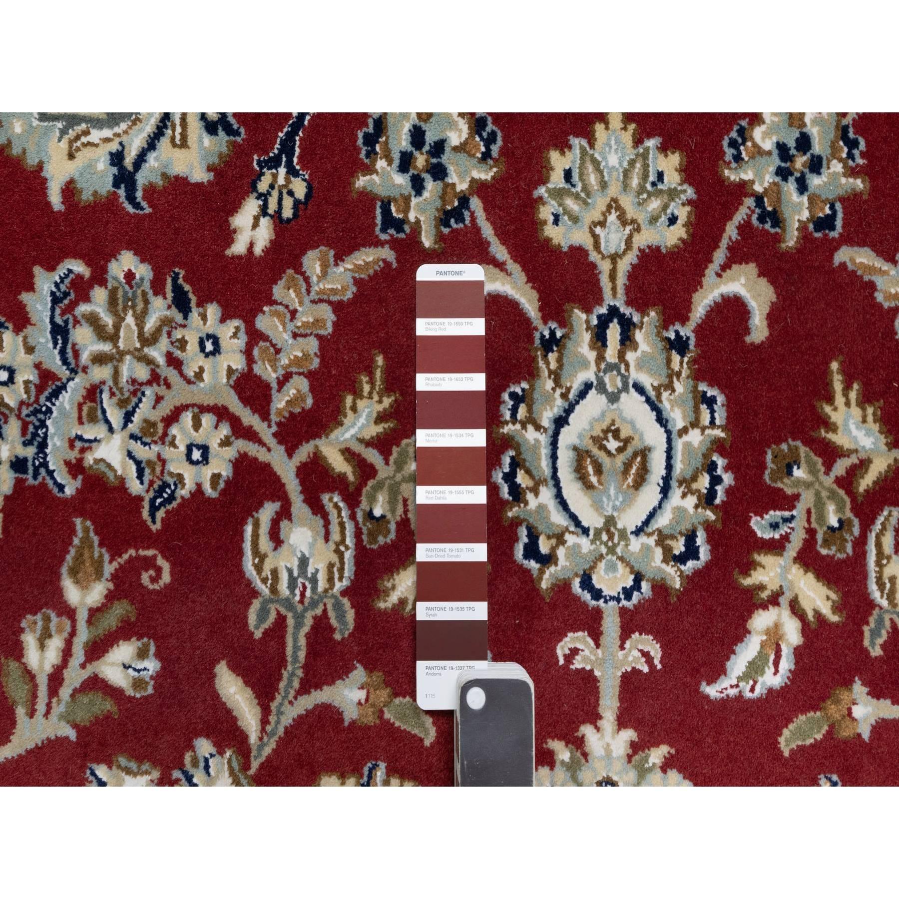 Contemporary Falu Red Nain Design Hand Knotted Wool and Silk 250 KPSI Oriental Rug 8'9
