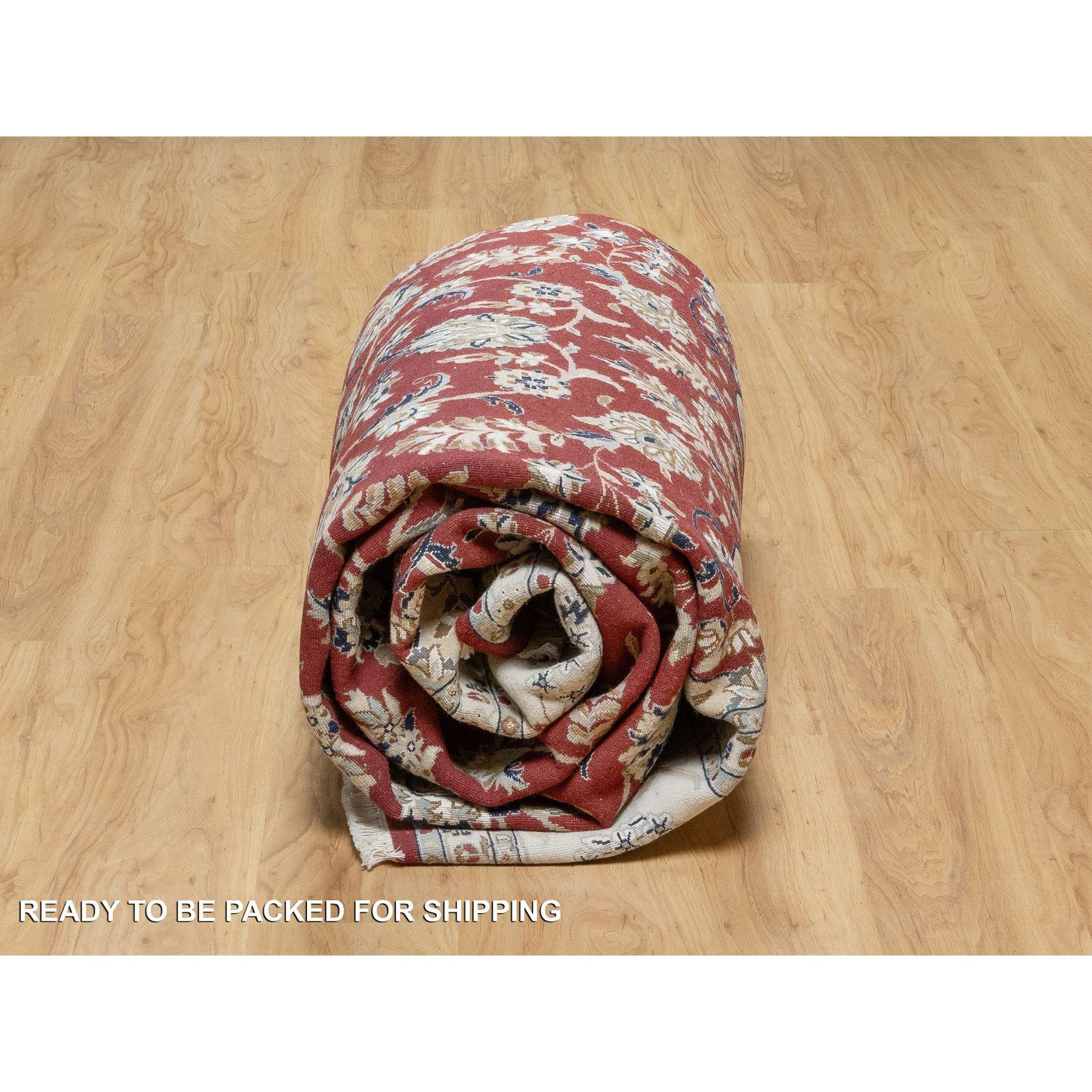 Falu Red Nain Design Hand Knotted Wool and Silk 250 KPSI Oriental Rug 8'9