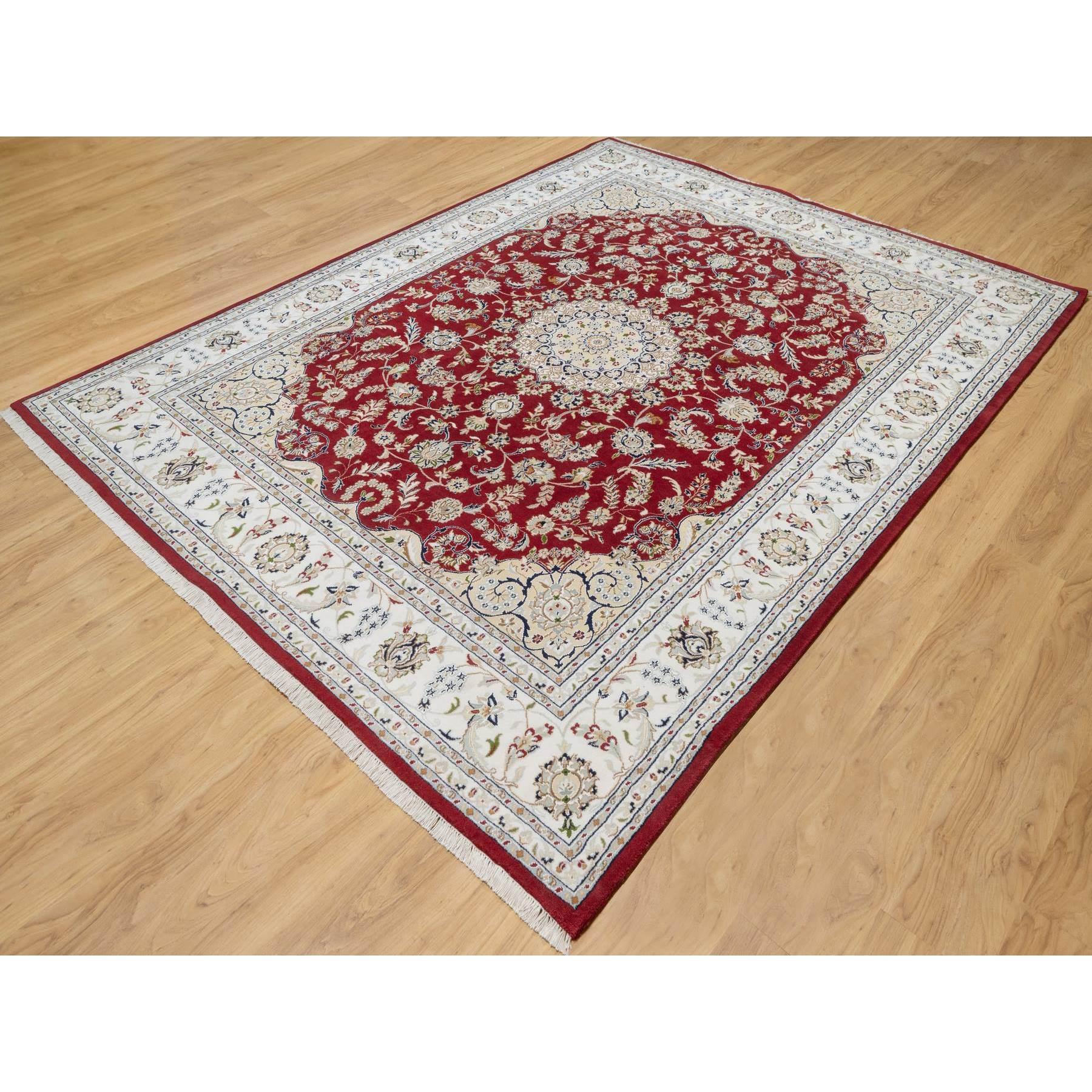 Médiéval Tapis rouge fauru 250 KPSI Nain Design noué à la main 7'10