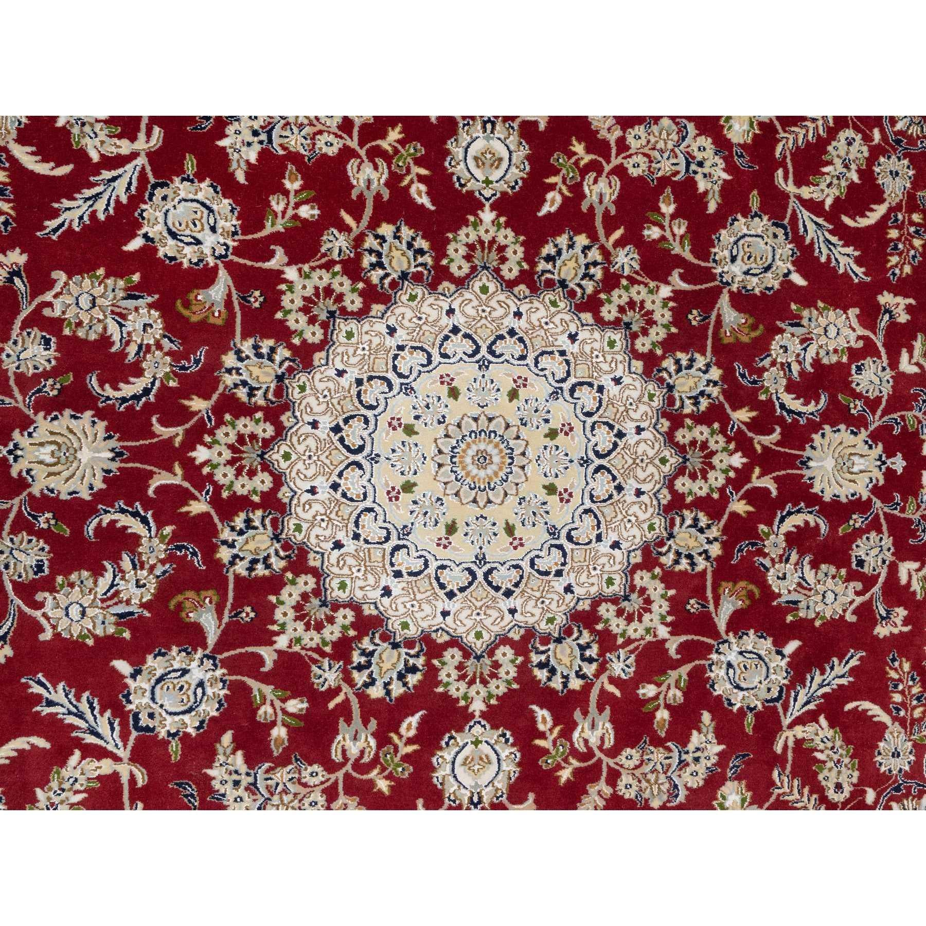 Soie Tapis rouge fauru 250 KPSI Nain Design noué à la main 7'10