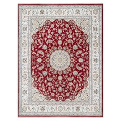 Falu Red Wool and Silk 250 KPSI Nain Design Hand Knotted Rug 7'10" x 10'3"