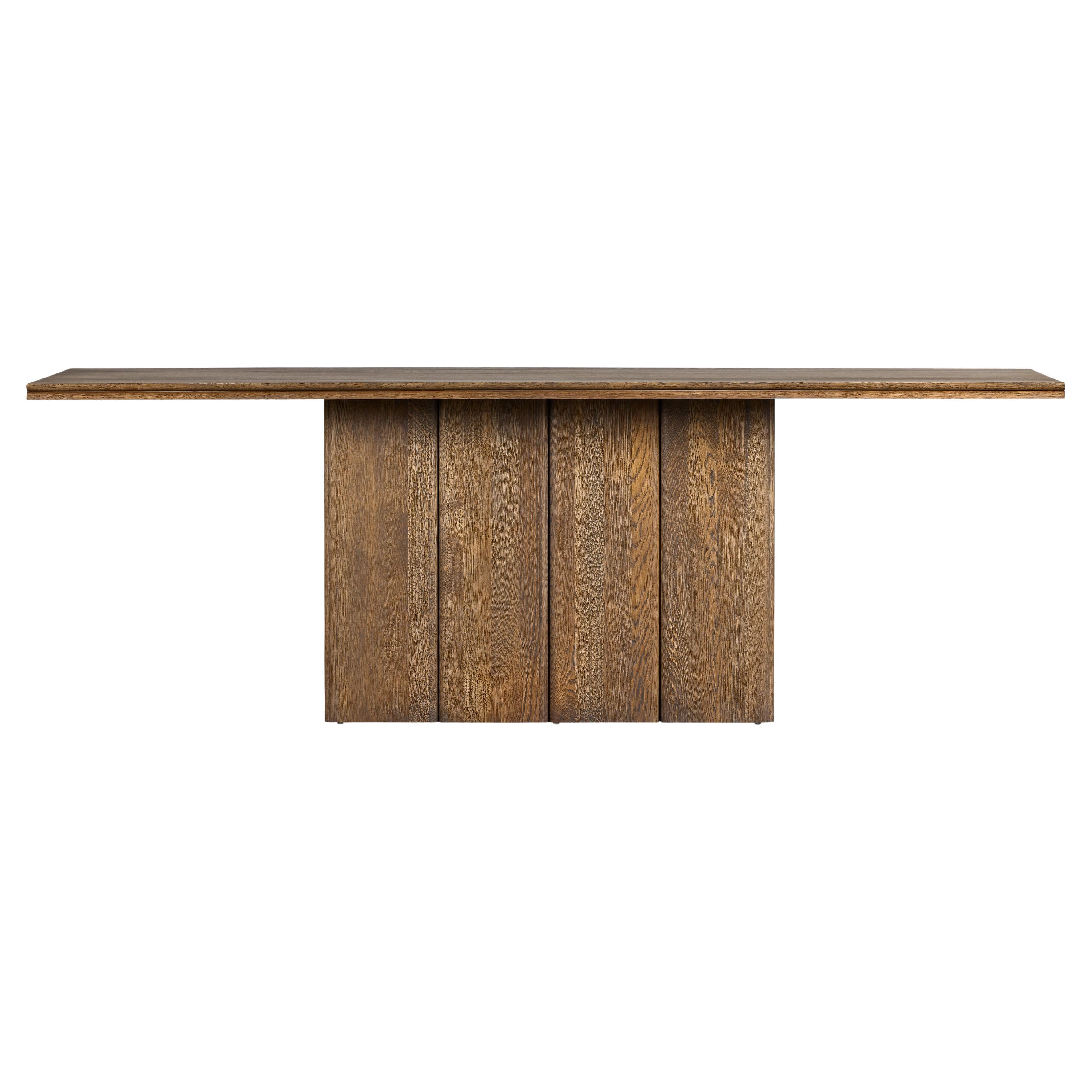 Fam Solid Wood Oak Rectangular 6 Person Dining Table Charcoal