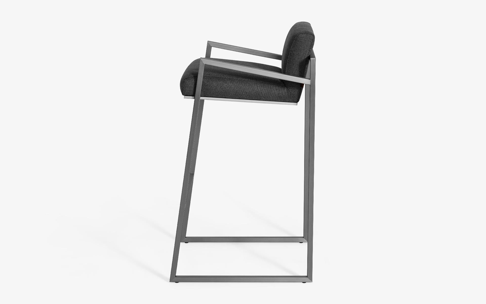 Modern Famed Bar Chair in Matt Chrome For Sale