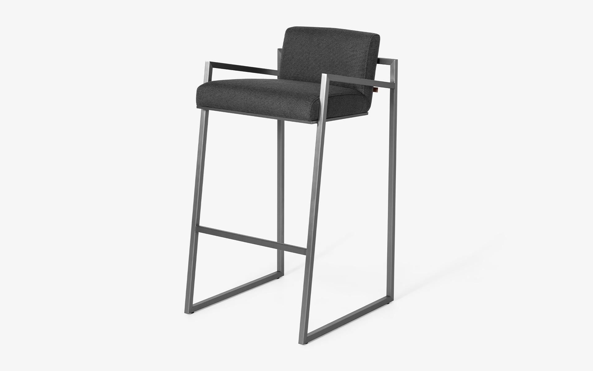 Hand-Crafted Famed Bar Chair in Matt Chrome For Sale
