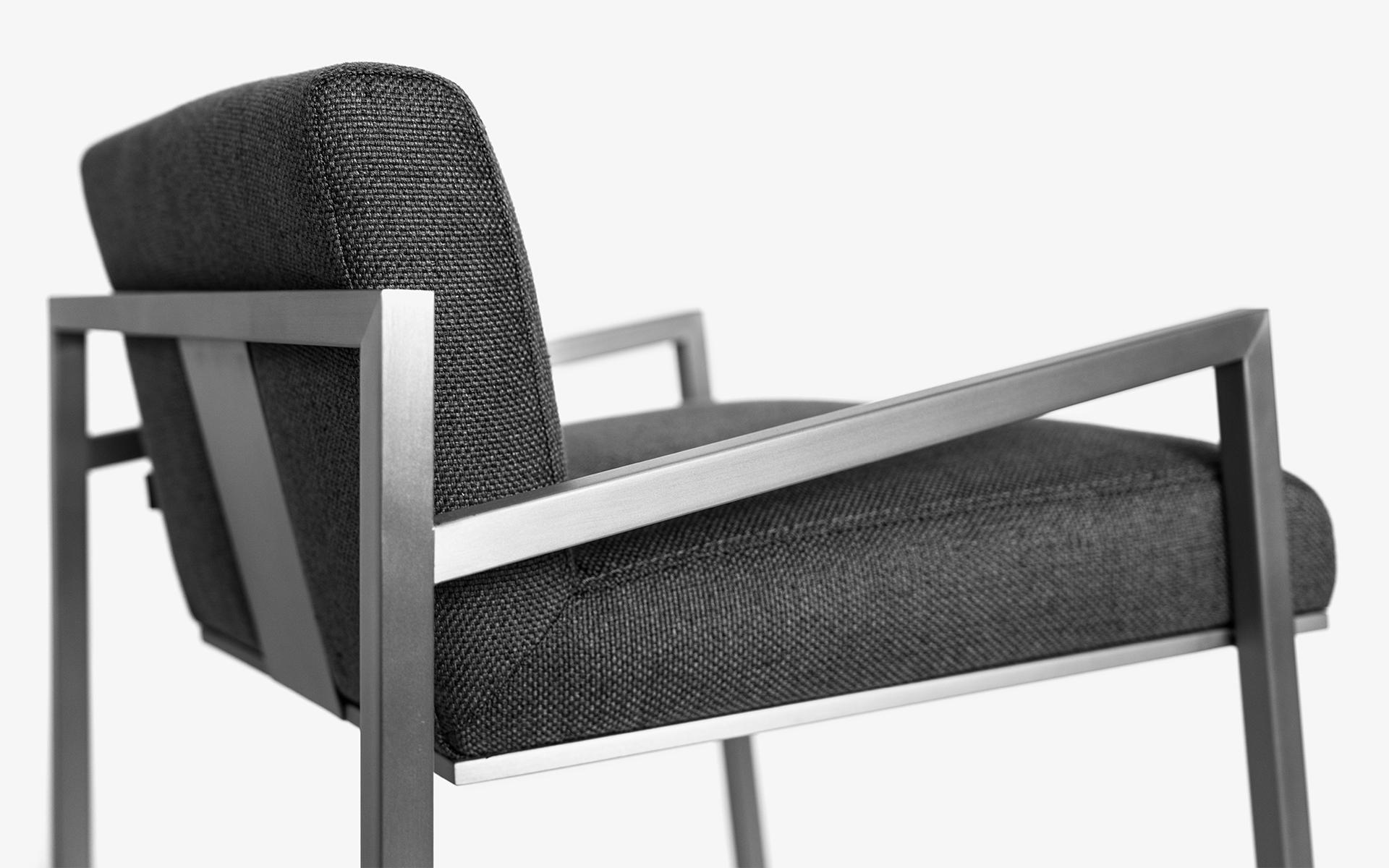 Contemporary Famed Bar Chair in Matt Chrome For Sale